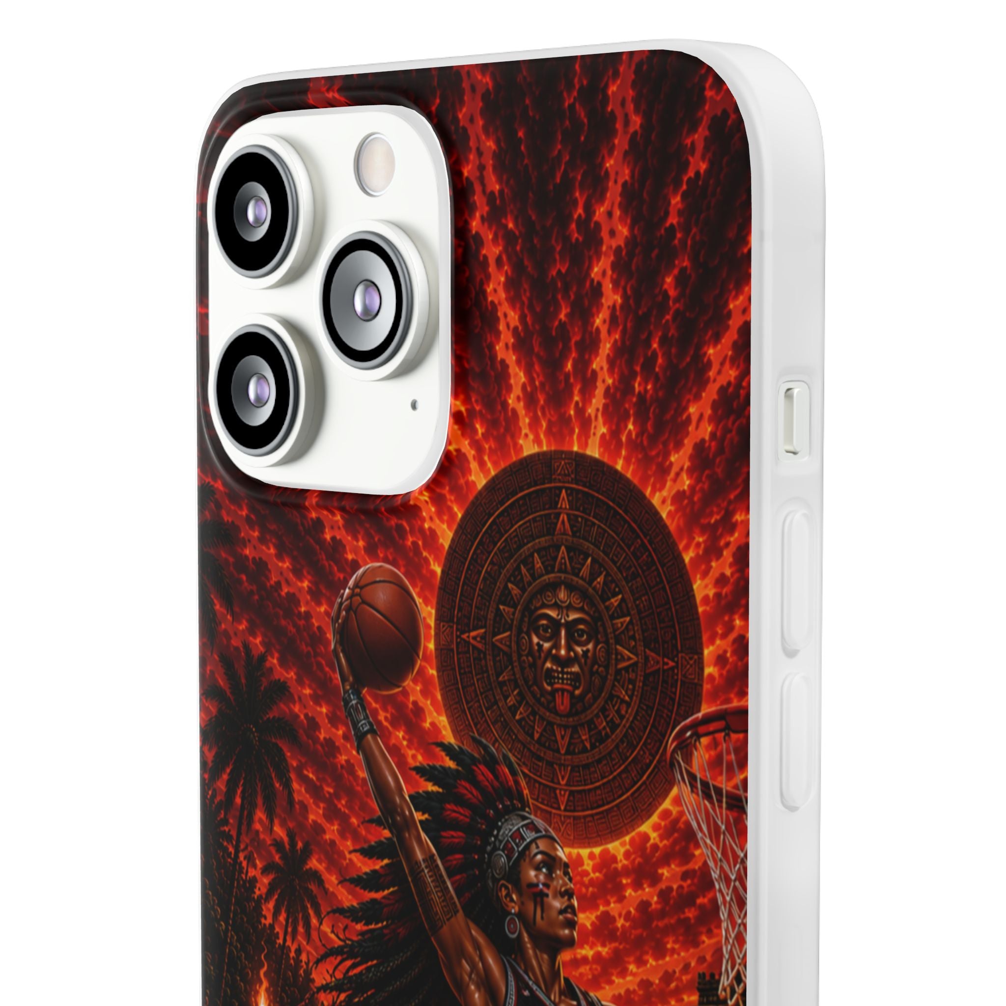 Aztec Basketball Female Warrior – Flexi Phone Case (iPhone & Samsung • Clear TPU • Made & Shipped in the USA • 🚚 FREE USA Shipping • Personalized Option)