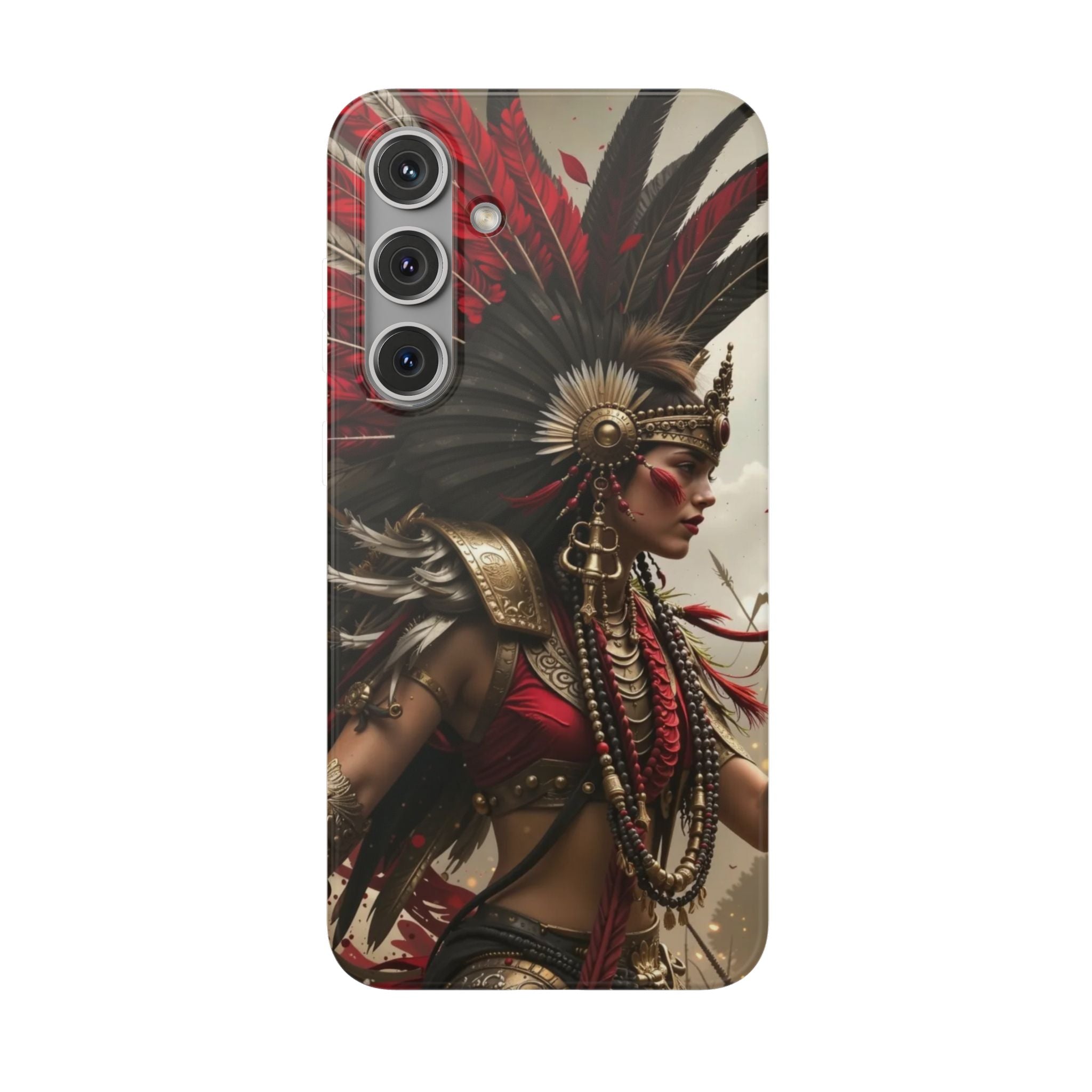 Aztec Warrior Queen – Flexi Phone Case (iPhone & Samsung • Clear TPU • Made in USA • Personalized Option)
