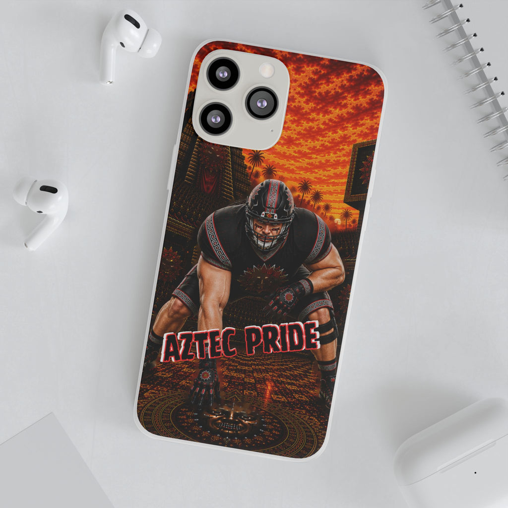 Aztec Football Warrior – Flexi Phone Case (iPhone & Samsung • Clear TPU • Made & Shipped in the USA • 🚚 FREE USA Shipping • Personalized Option)