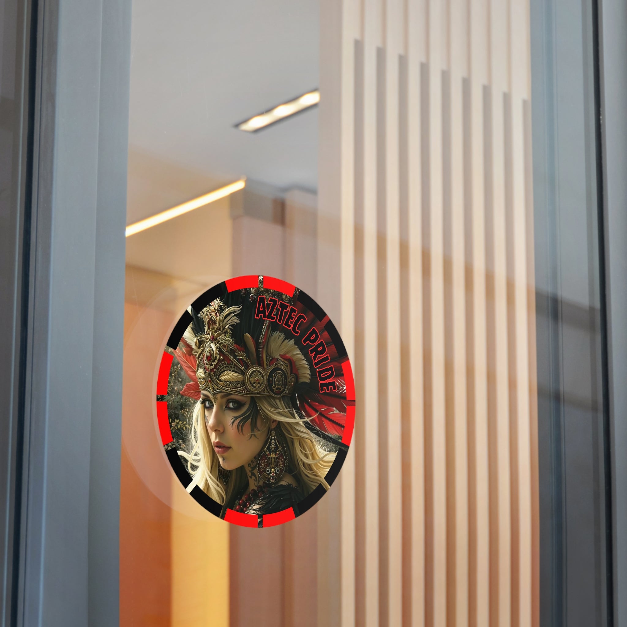 Aztec Fireheart Queen Round Vinyl Sticker – Waterproof Matte Decal (2”–6”)