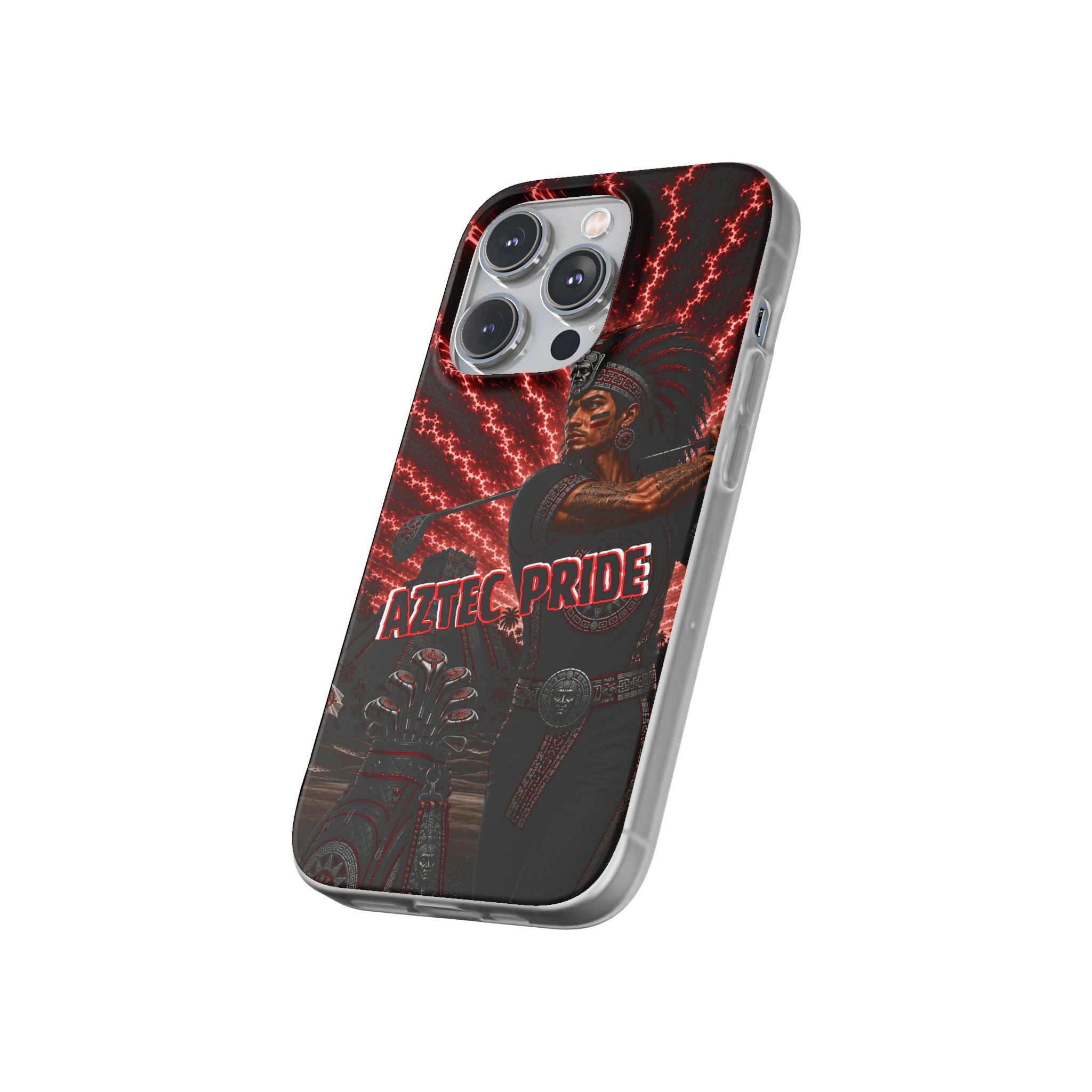 Aztec Golf Male Warrior – Flexi Phone Case (iPhone & Samsung • Clear TPU • Made & Shipped in the USA • 🚚 FREE USA Shipping • Personalized Option)