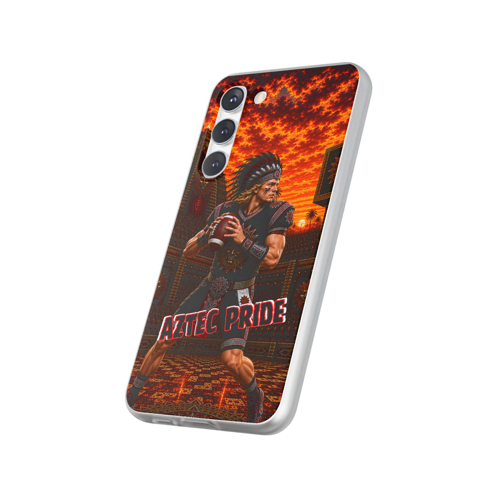 Aztec Football Warrior – Flexi Phone Case (iPhone & Samsung • Clear TPU • Made & Shipped in the USA • 🚚 FREE USA Shipping • Personalized Option)