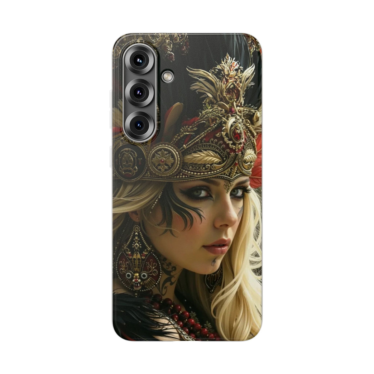 Aztec Fireheart Queen – Flexi Phone Case (iPhone & Samsung • Clear TPU • Made in USA • Personalized Option)