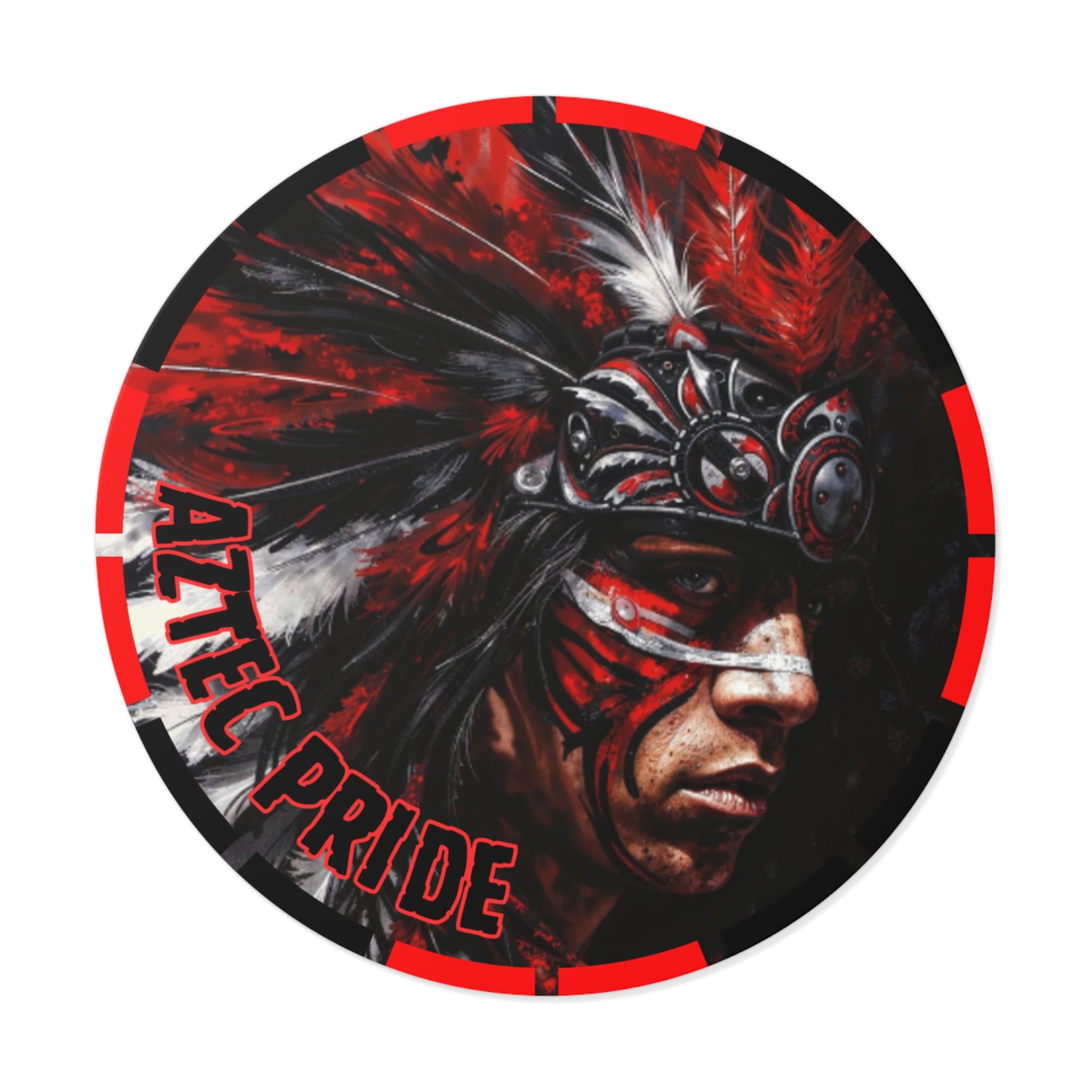 Aztec King of Kings Round Vinyl Sticker – Waterproof Matte Decal (2”–6”)