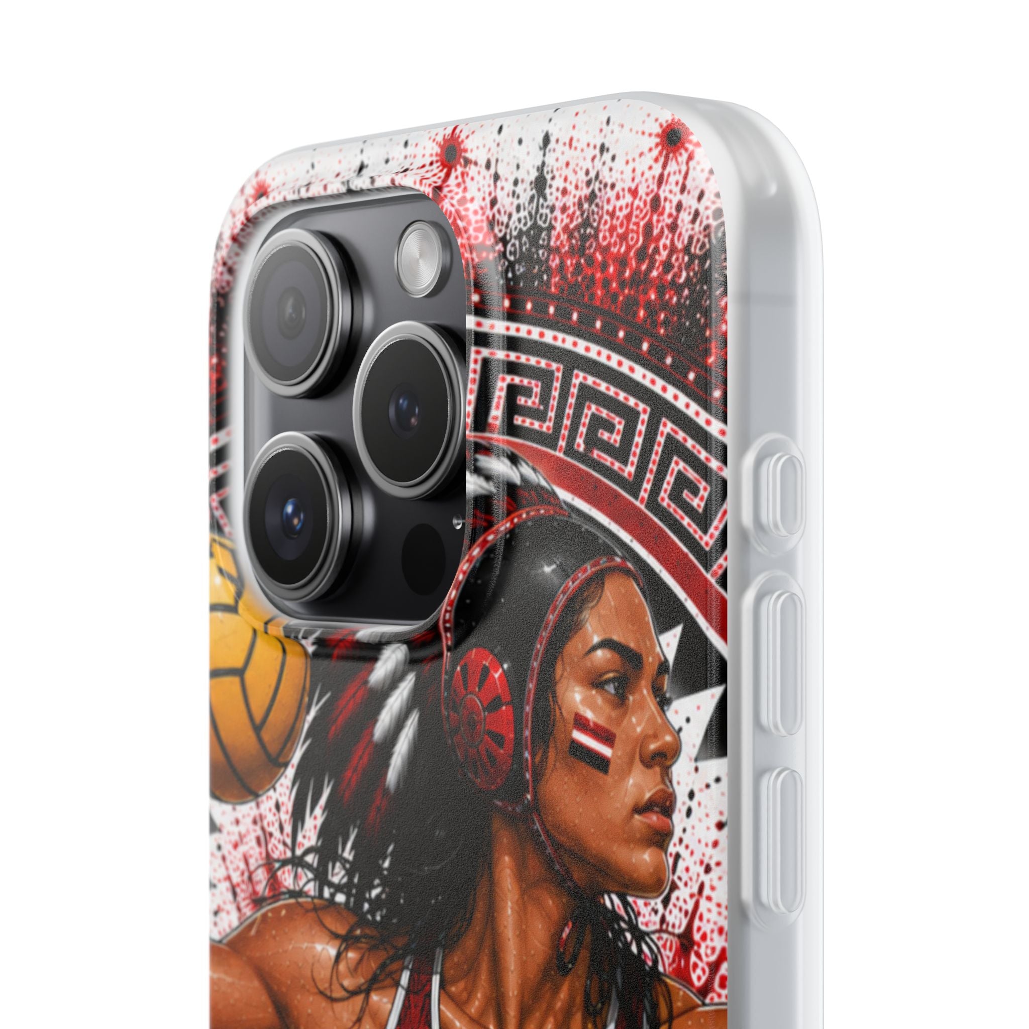 Aztec Water Polo Warrior – Flexi Phone Case (iPhone & Samsung • Clear TPU • Made in USA • Personalized Option)