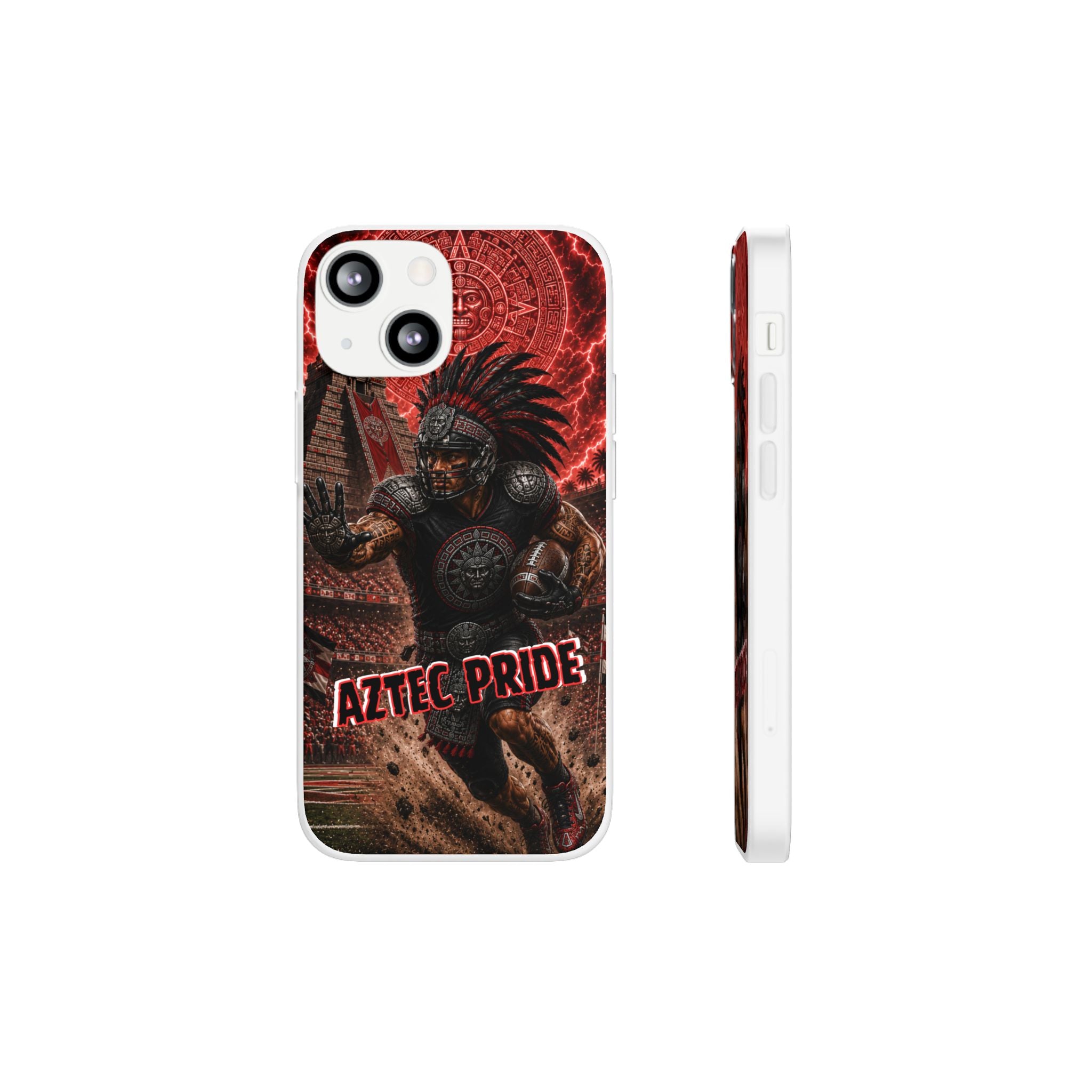 Aztec Football Warrior – Flexi Phone Case (iPhone & Samsung • Clear TPU • Made in USA • Personalized Option)