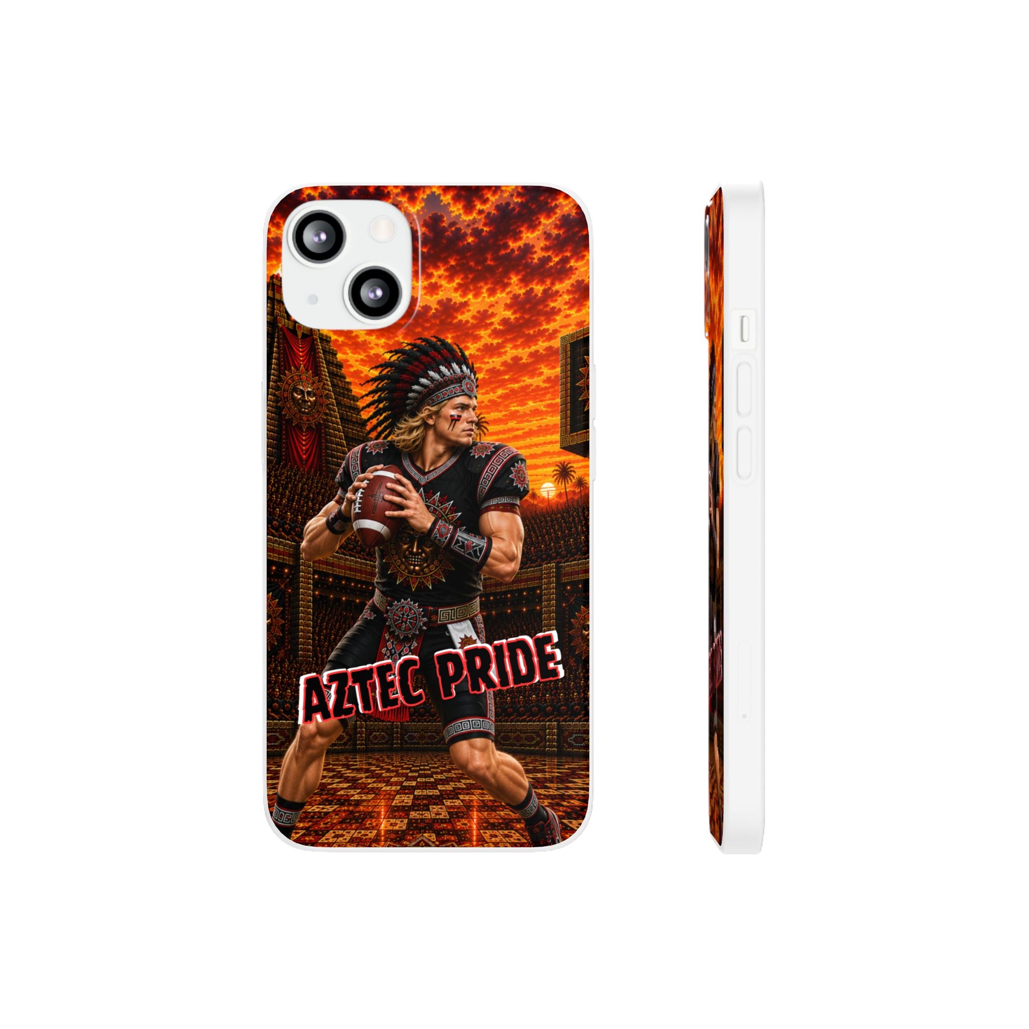 Aztec Football Warrior – Flexi Phone Case (iPhone & Samsung • Clear TPU • Made & Shipped in the USA • 🚚 FREE USA Shipping • Personalized Option)