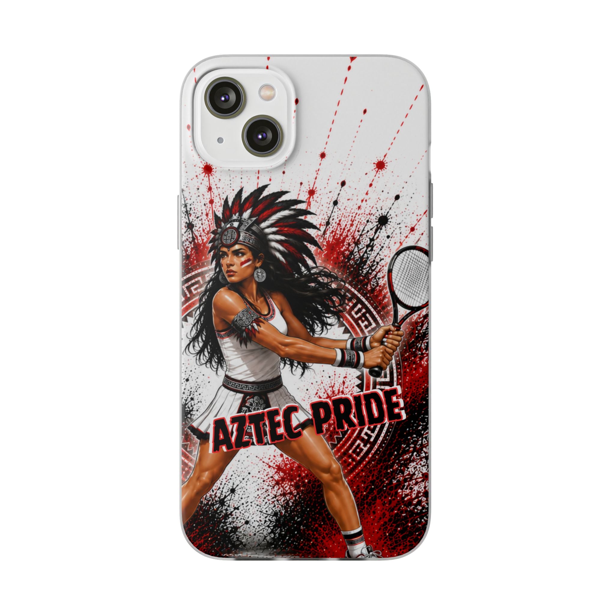 Aztec Tennis Female Warrior – Flexi Phone Case (iPhone & Samsung • Clear TPU • Made & Shipped in the USA • 🚚 FREE USA Shipping • Personalized Option)