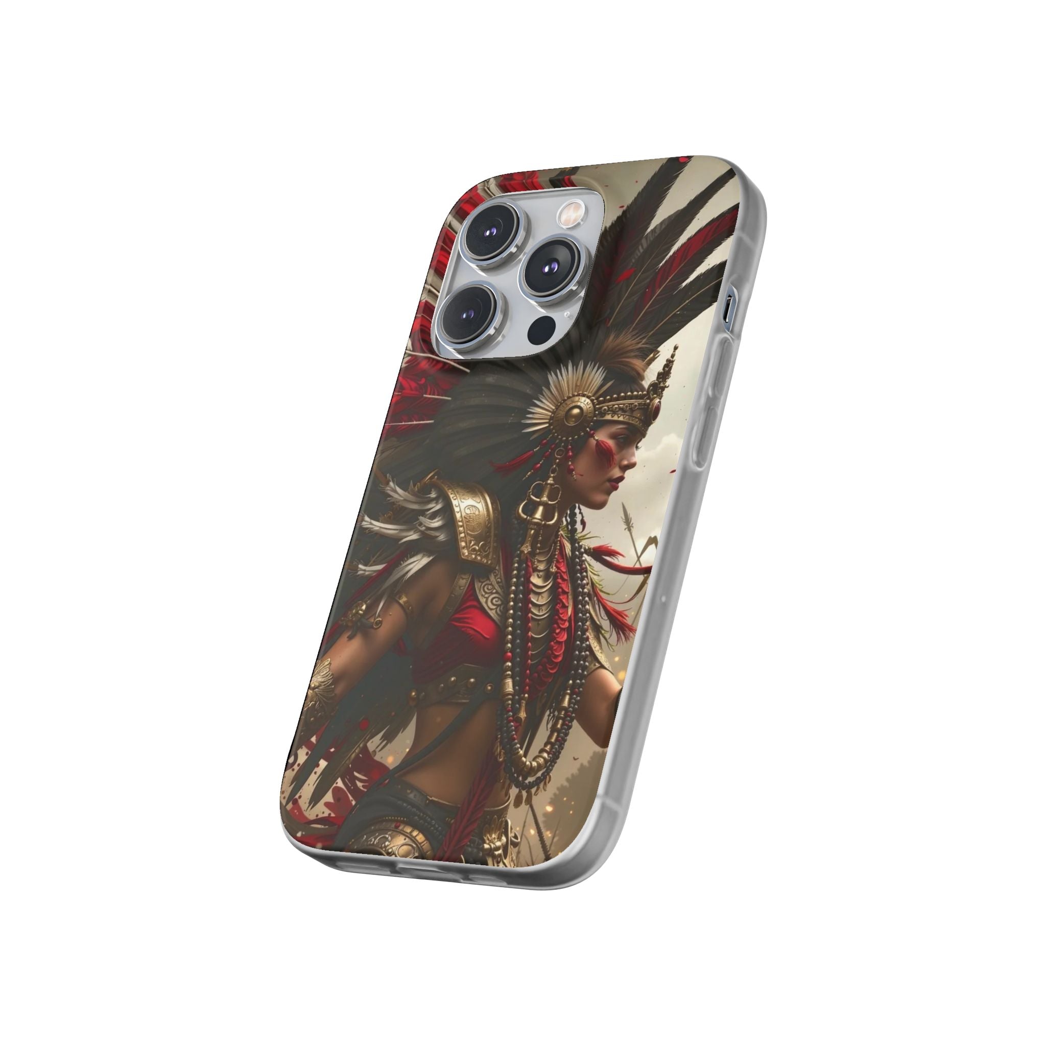 Aztec Warrior Queen – Flexi Phone Case (iPhone & Samsung • Clear TPU • Made in USA • Personalized Option)