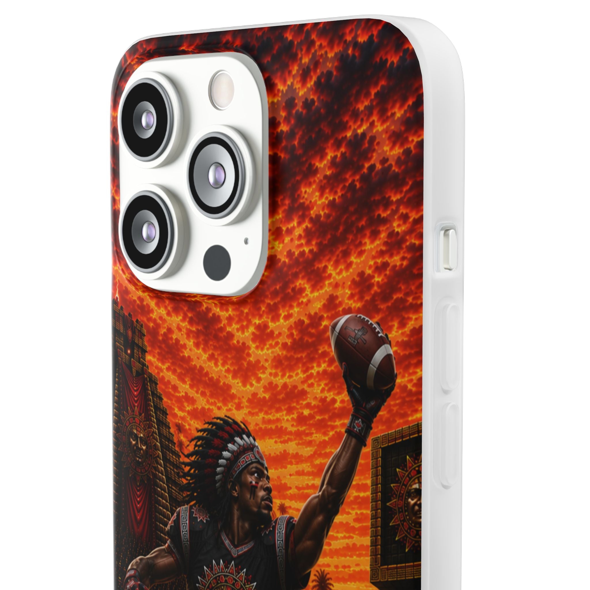 Aztec Football Warrior – Flexi Phone Case (iPhone & Samsung • Clear TPU • Made & Shipped in the USA • 🚚 FREE USA Shipping • Personalized Option)