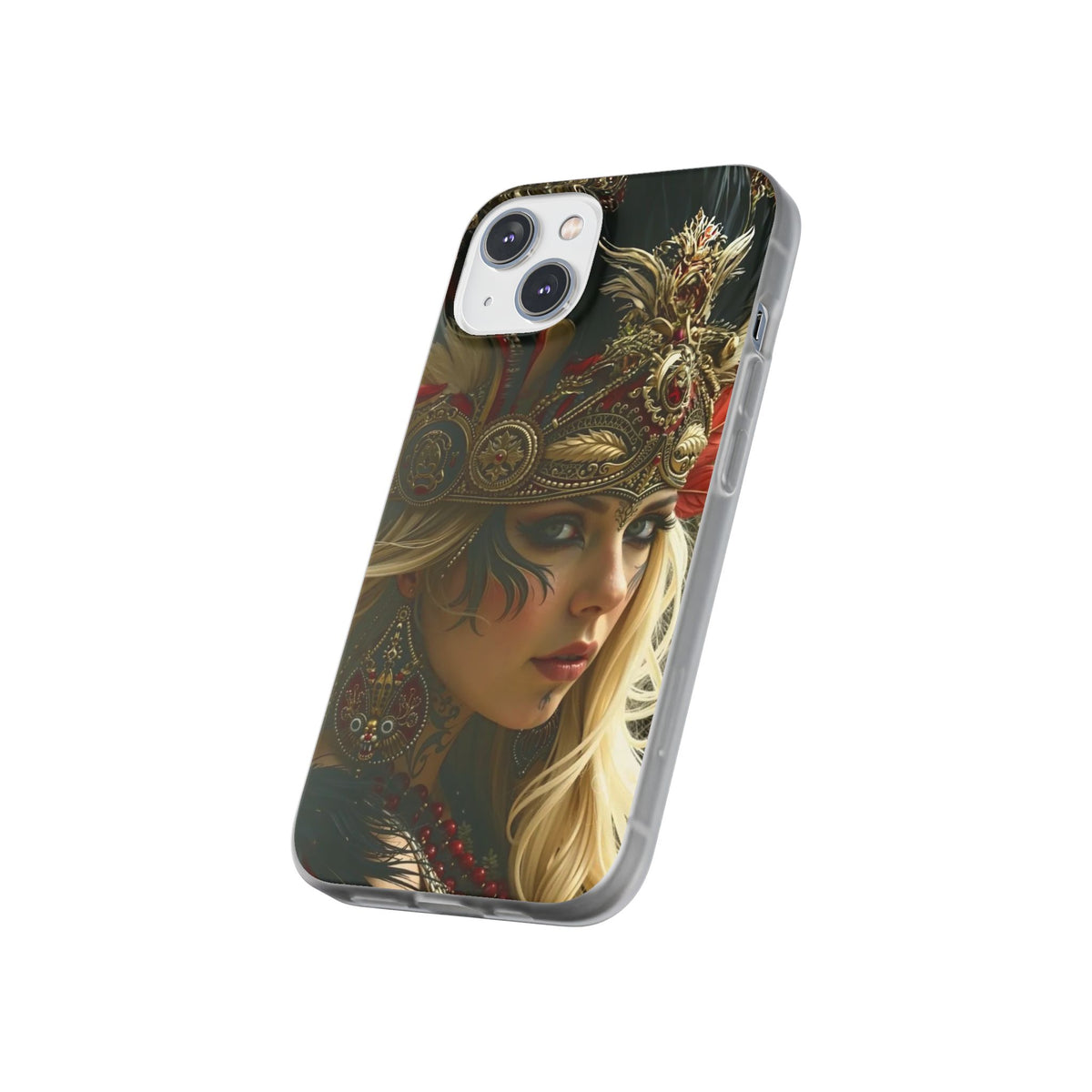 Aztec Fireheart Queen – Flexi Phone Case (iPhone & Samsung • Clear TPU • Made in USA • Personalized Option)