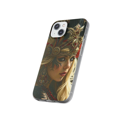 Aztec Fireheart Queen – Flexi Phone Case (iPhone & Samsung • Clear TPU • Made in USA • Personalized Option)