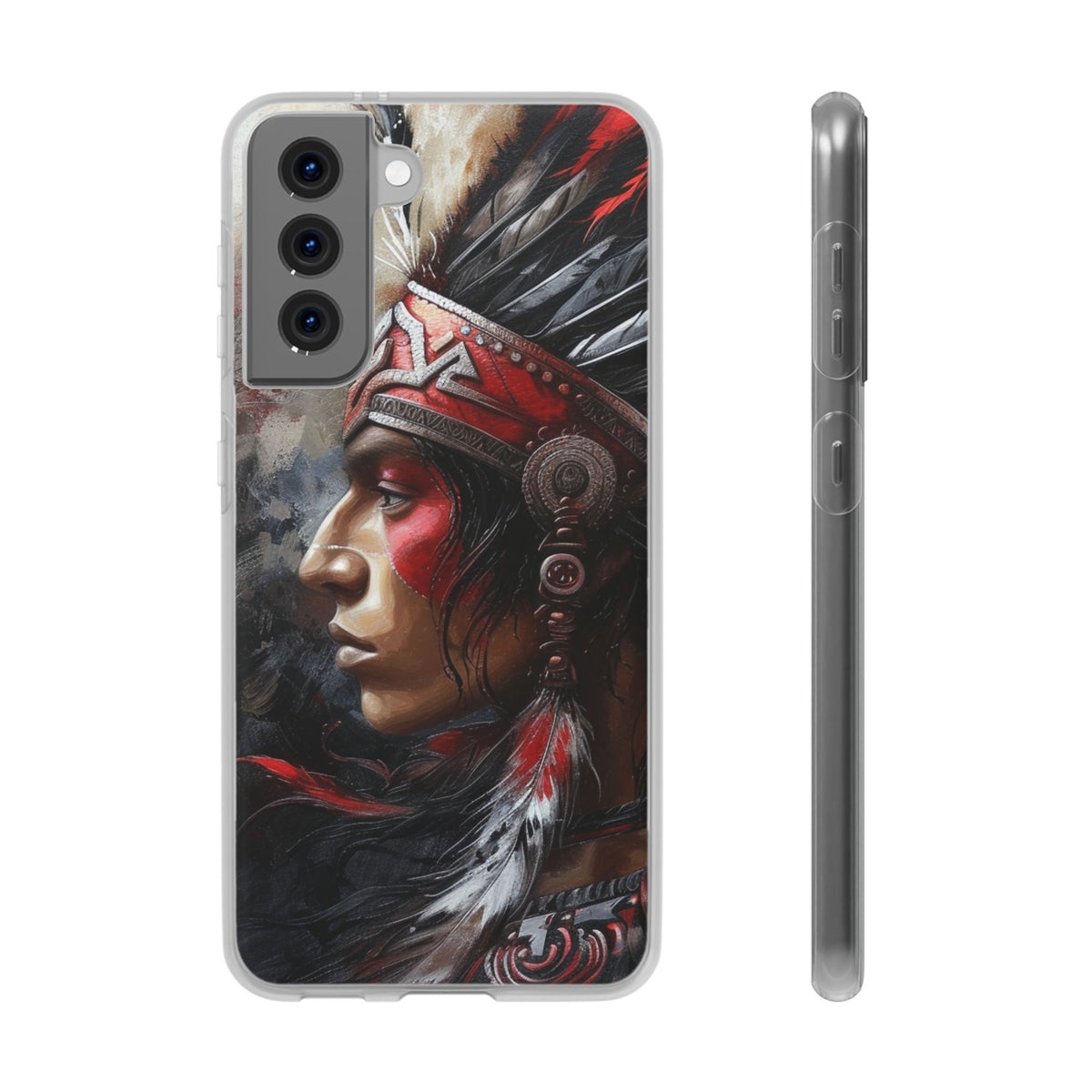 Aztec Silent Warrior – Flexi Phone Case (iPhone & Samsung • Clear TPU • Made in USA • Personalized Option)