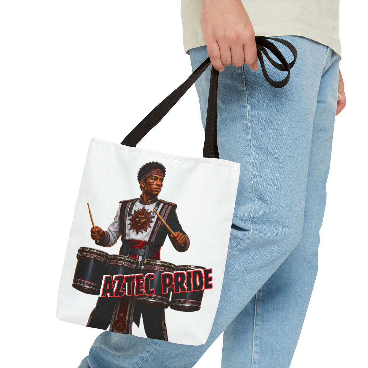 Aztec Band Warrior Tote Bag | Aztec-Inspired AI Art • Made & Shipped in the USA • 🚚 FREE USA Shipping • FREE Personalization