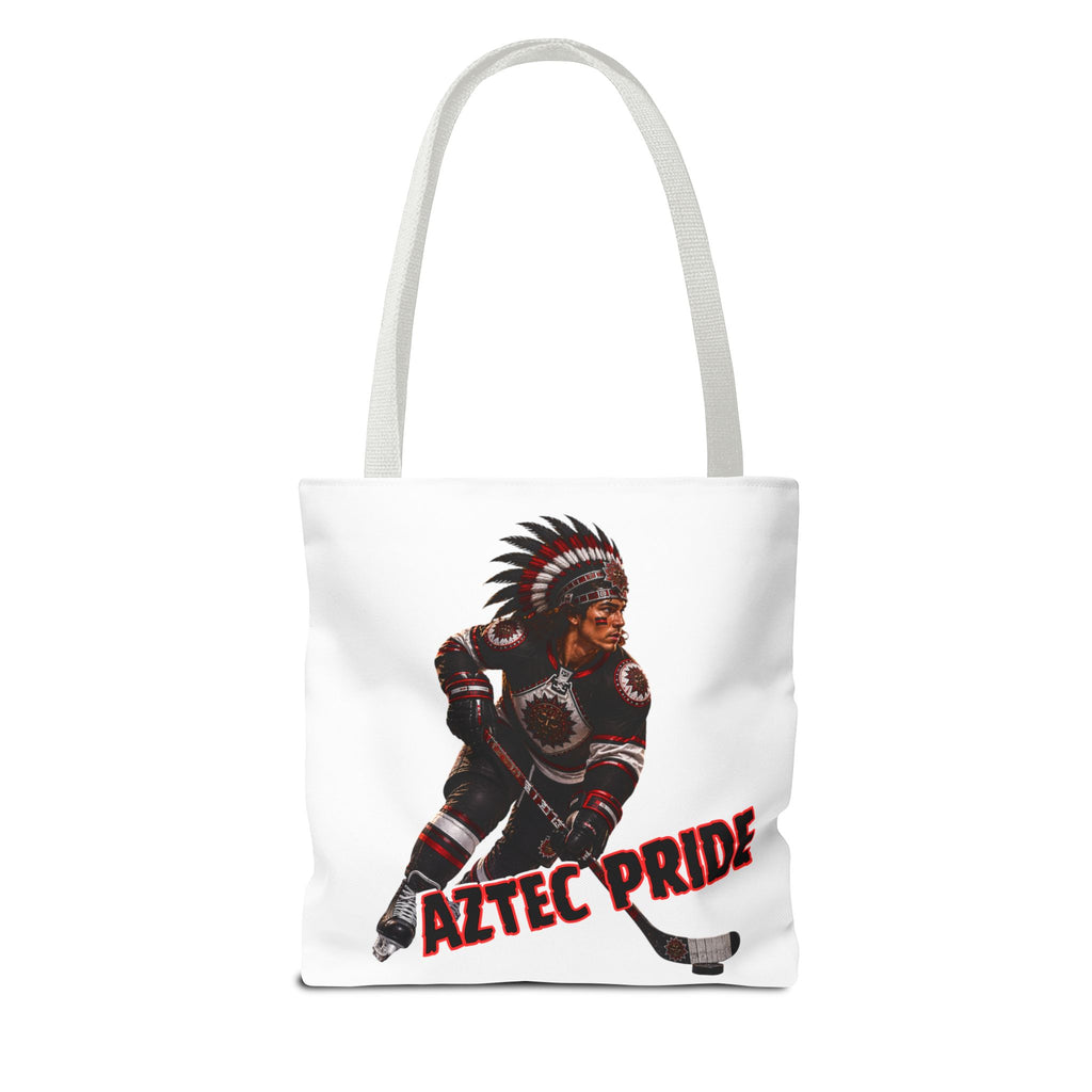Aztec Hockey Warrior Tote Bag | Aztec-Inspired AI Art • Made & Shipped in the USA • 🚚 FREE USA Shipping • FREE Personalization
