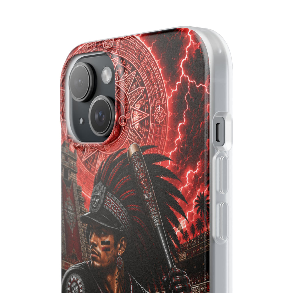 Aztec Baseball Warrior – Flexi Phone Case (iPhone & Samsung • Clear TPU • Made & Shipped in the USA • 🚚 FREE USA Shipping • Personalized Option)