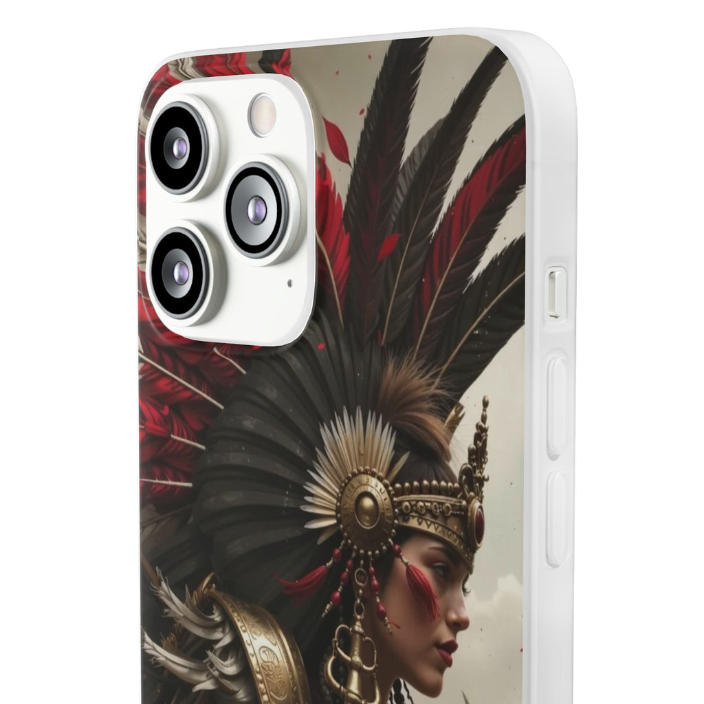 Aztec Warrior Queen – Flexi Phone Case (iPhone & Samsung • Clear TPU • Made in USA • Personalized Option)