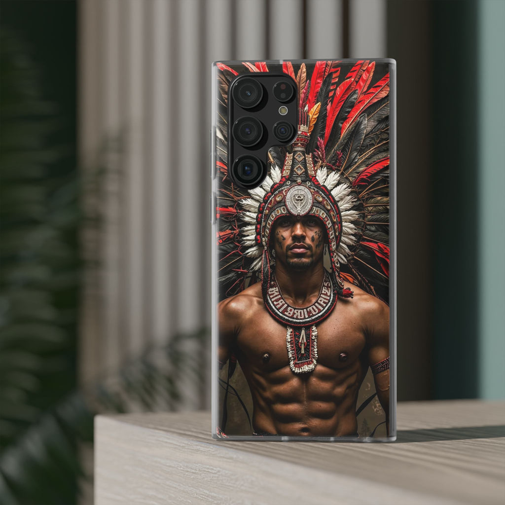 Aztec Warrior Eagle – Flexi Phone Case (iPhone & Samsung • Clear TPU • Made in USA • Personalized Option)