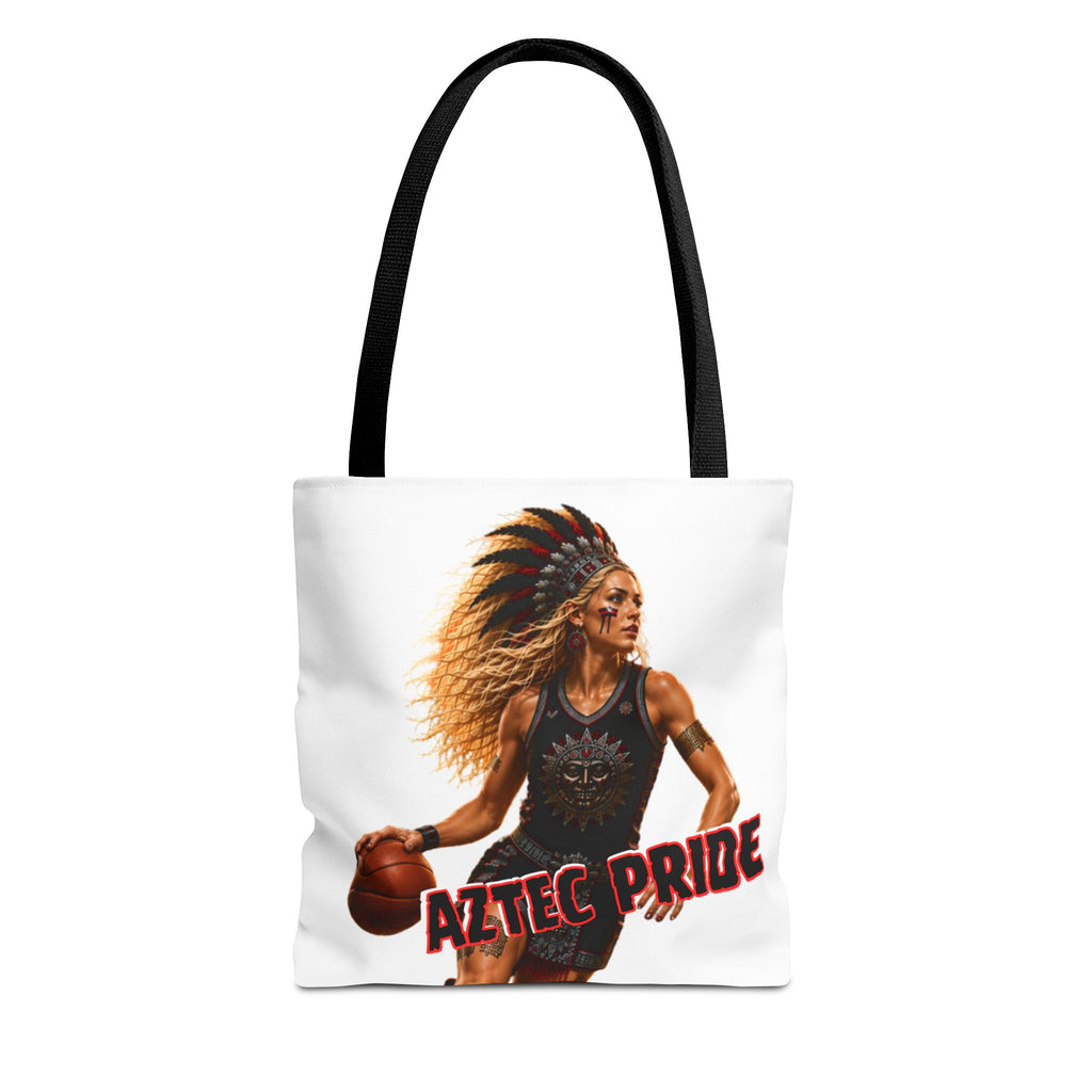 Aztec Basketball Female Warrior Tote Bag | Aztec-Inspired AI Art • Made & Shipped in the USA • 🚚 FREE USA Shipping • FREE Personalization