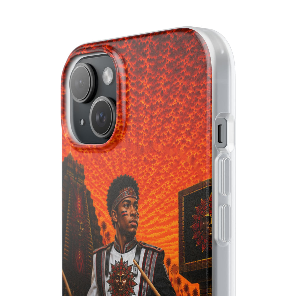 Aztec Band Warrior – Flexi Phone Case (iPhone & Samsung • Clear TPU • Made & Shipped in the USA • 🚚 FREE USA Shipping • Personalized Option)