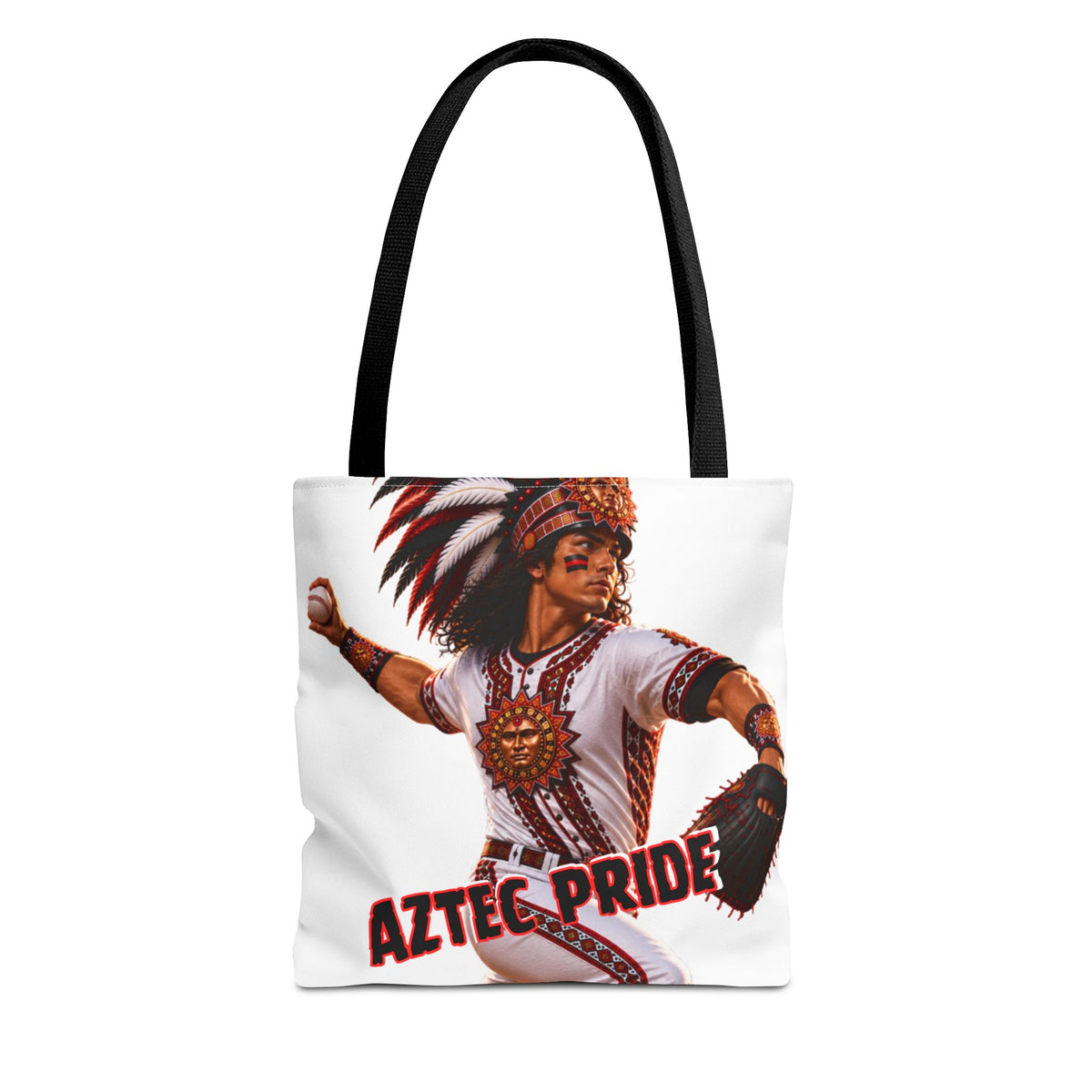 Aztec Baseball Warrior Tote Bag | Aztec-Inspired AI Art • Made & Shipped in the USA • 🚚 FREE USA Shipping • FREE Personalization