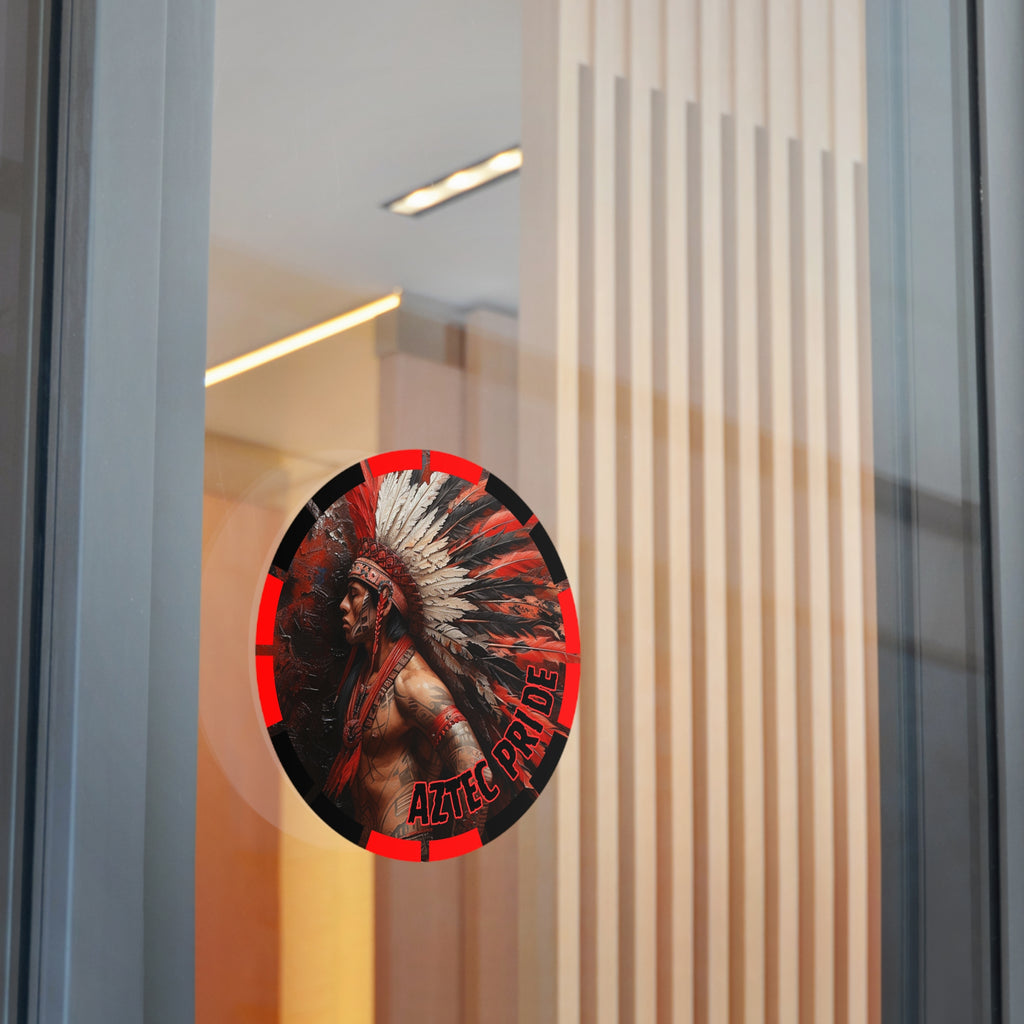 Aztec Noble Warrior Round Vinyl Sticker – Waterproof Matte Decal (2”–6”)