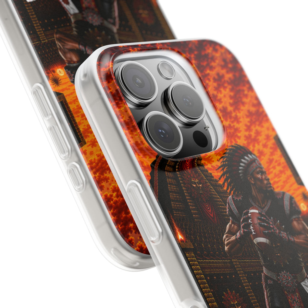 Aztec Football Warrior – Flexi Phone Case (iPhone & Samsung • Clear TPU • Made & Shipped in the USA • 🚚 FREE USA Shipping • Personalized Option)