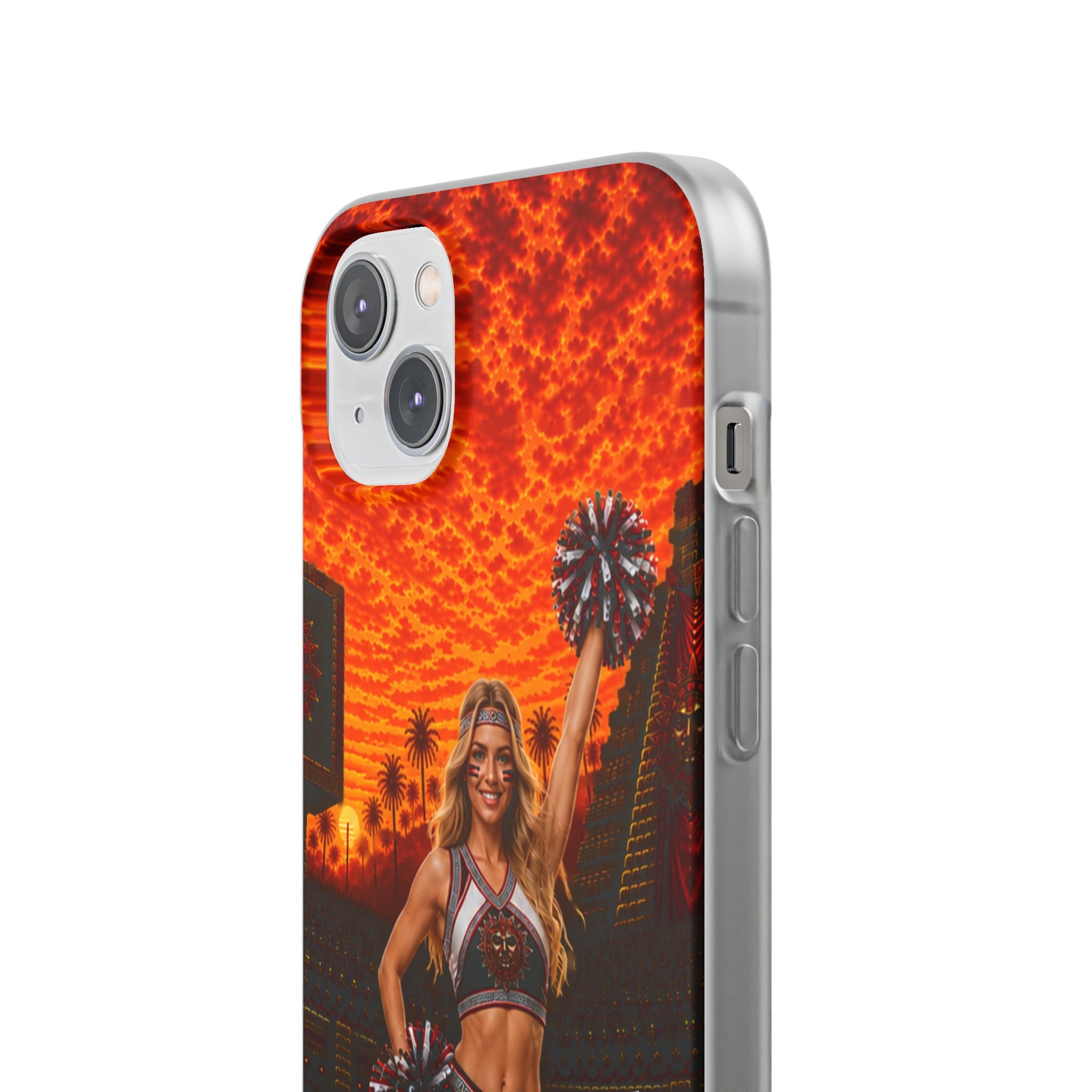 Aztec Cheerleader Warrior – Flexi Phone Case (iPhone & Samsung • Clear TPU • Made & Shipped in the USA • 🚚 FREE USA Shipping • Personalized Option)