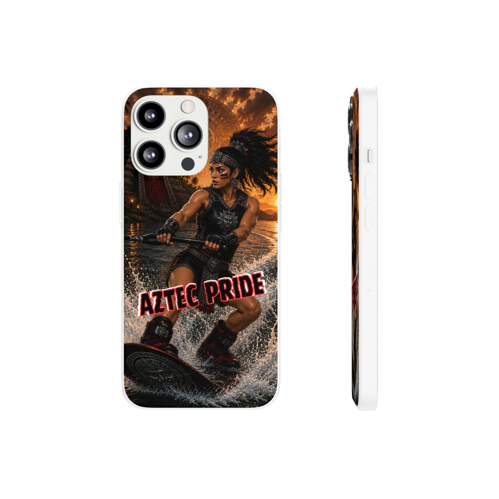 Aztec Wakeboard Female Warrior – Flexi Phone Case (iPhone & Samsung • Clear TPU • Made & Shipped in the USA • 🚚 FREE USA Shipping • Personalized Option)