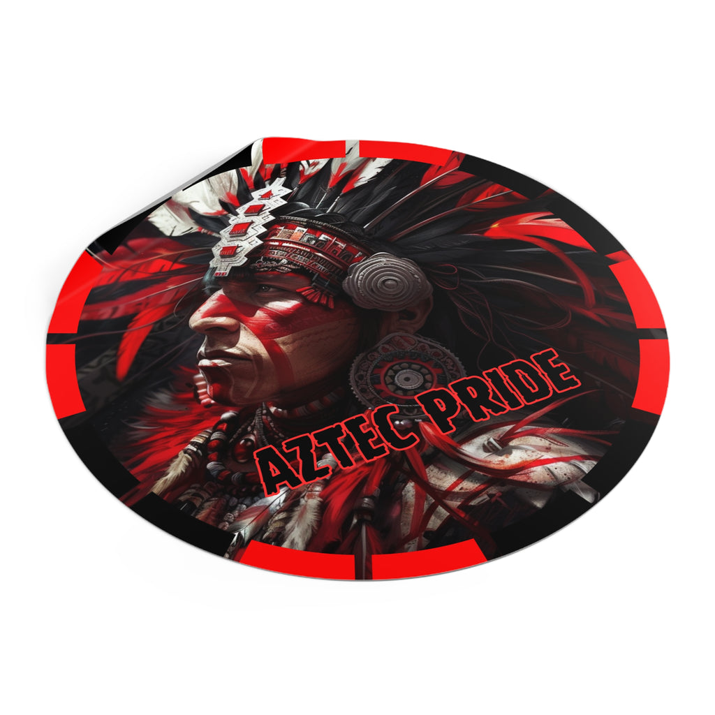 Aztec Loyal Warrior Round Vinyl Sticker - Waterproof Matte Decal (2"-6")