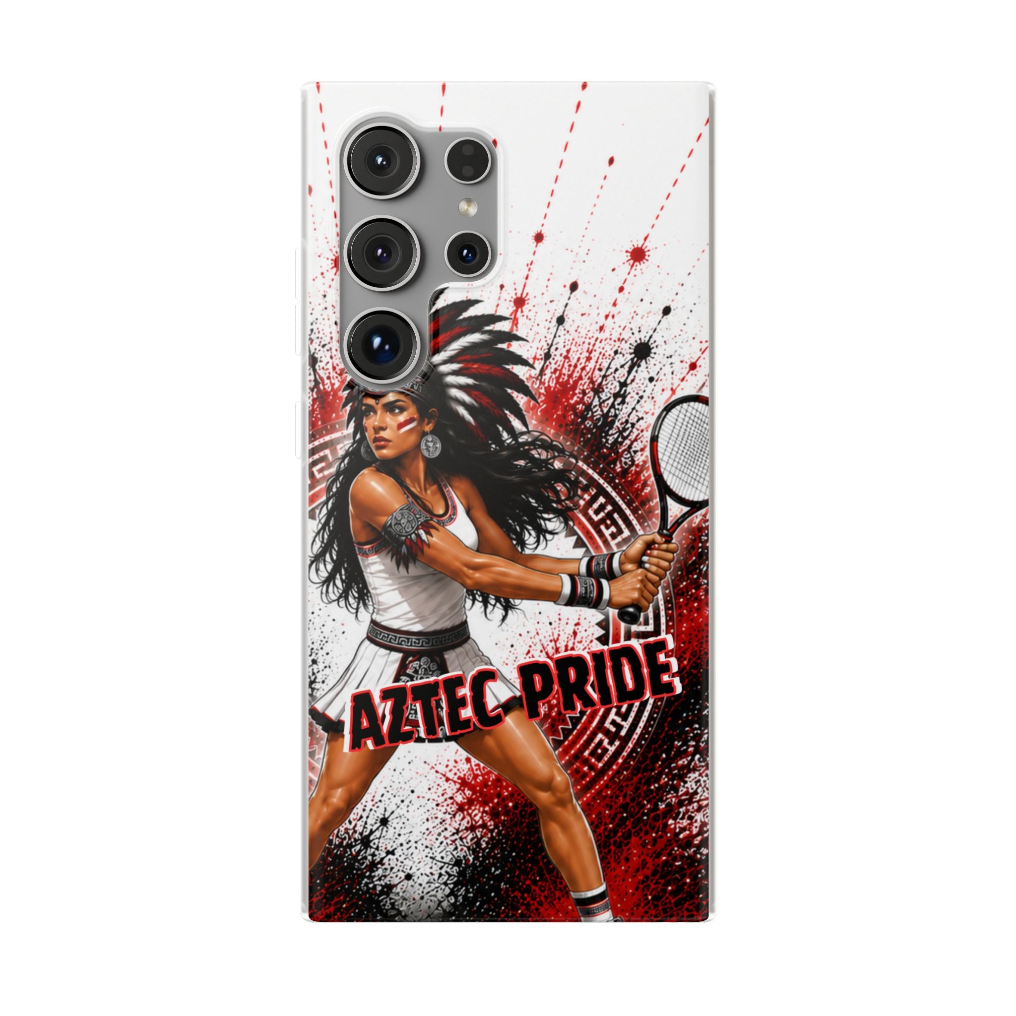 Aztec Tennis Female Warrior – Flexi Phone Case (iPhone & Samsung • Clear TPU • Made & Shipped in the USA • 🚚 FREE USA Shipping • Personalized Option)