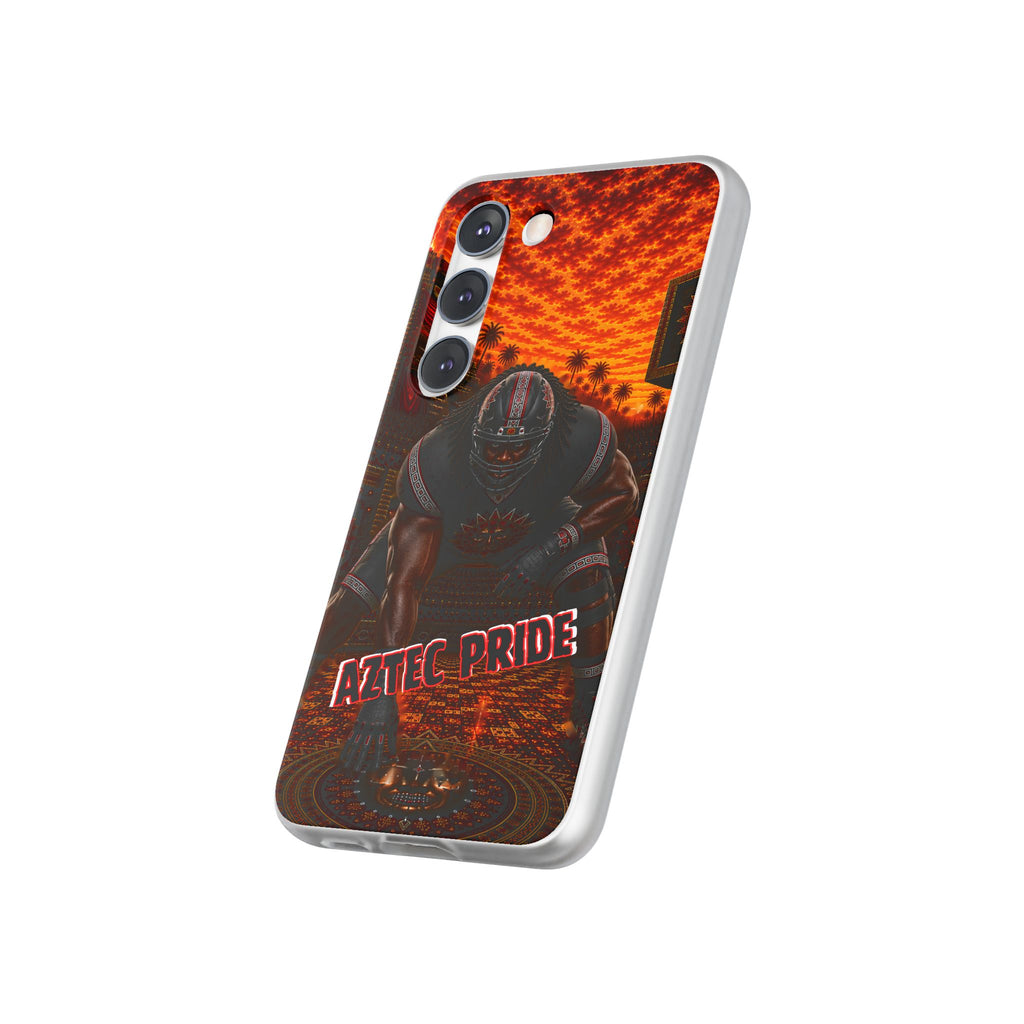 Aztec Football Warrior – Flexi Phone Case (iPhone & Samsung • Clear TPU • Made & Shipped in the USA • 🚚 FREE USA Shipping • Personalized Option)