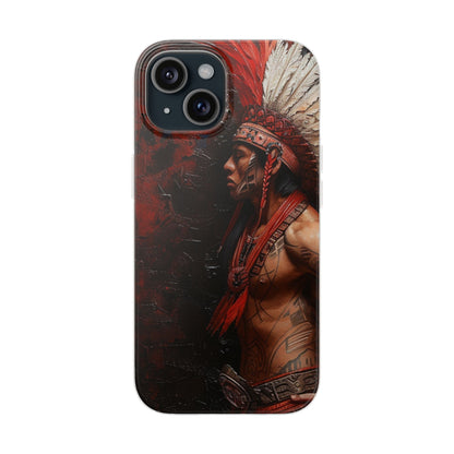 Aztec Noble Warrior – Flexi Phone Case (iPhone & Samsung • Clear TPU • Made in USA • Personalized Option)