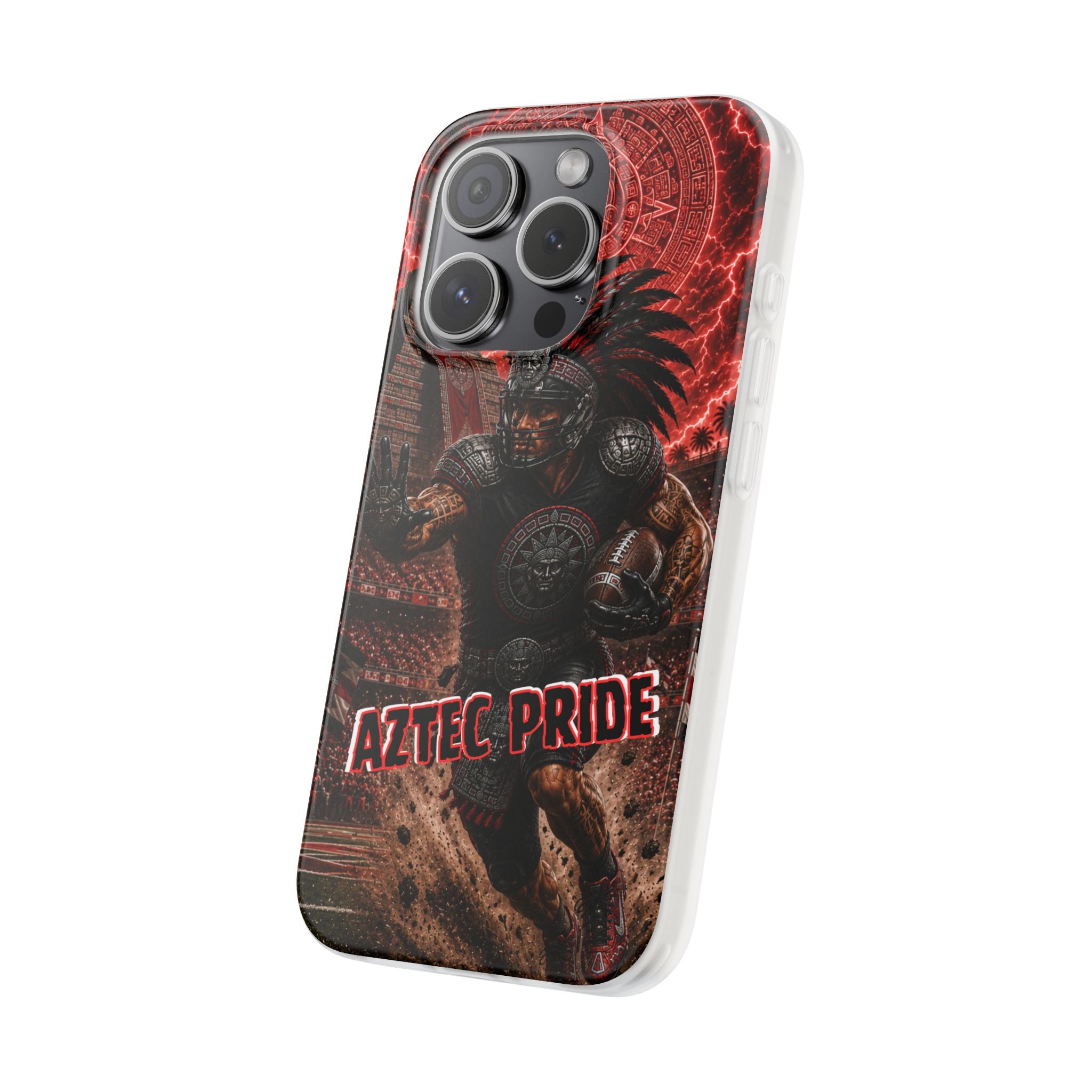 Aztec Football Warrior – Flexi Phone Case (iPhone & Samsung • Clear TPU • Made in USA • Personalized Option)