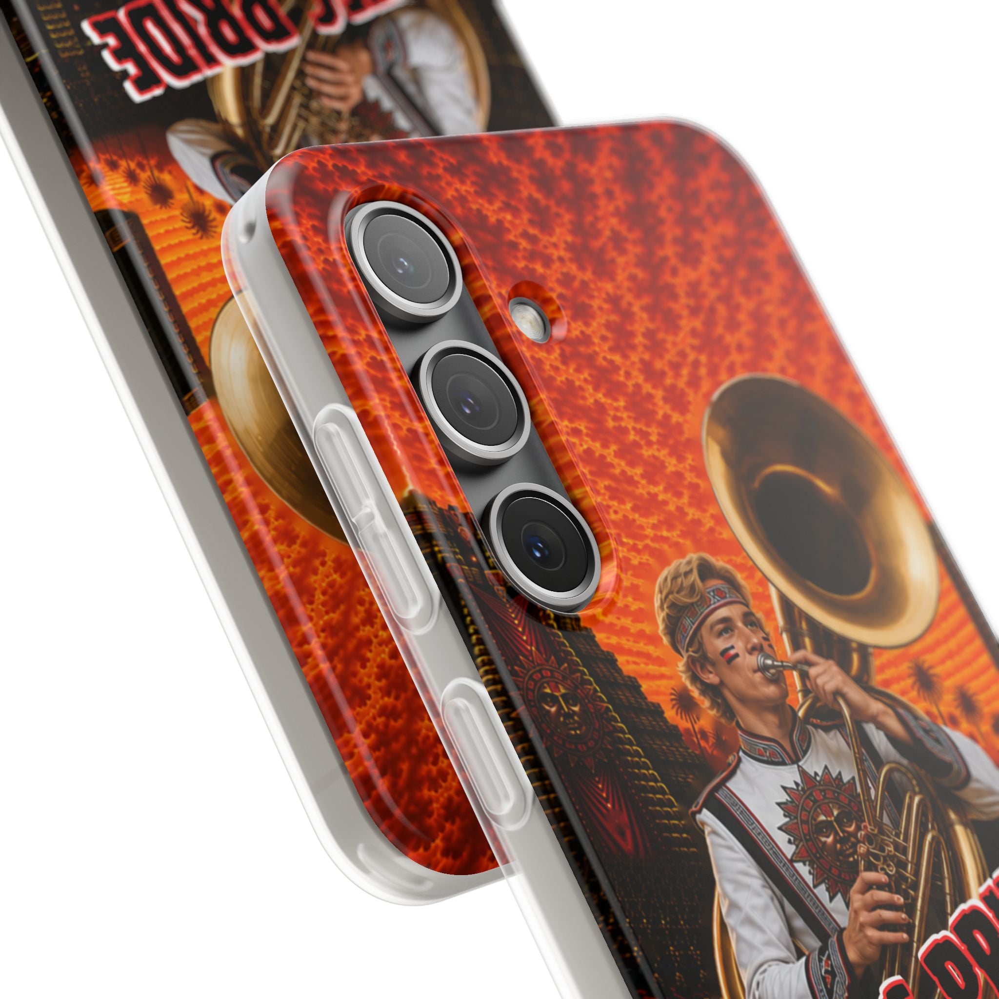 Aztec Band Warrior – Flexi Phone Case (iPhone & Samsung • Clear TPU • Made & Shipped in the USA • 🚚 FREE USA Shipping • Personalized Option)