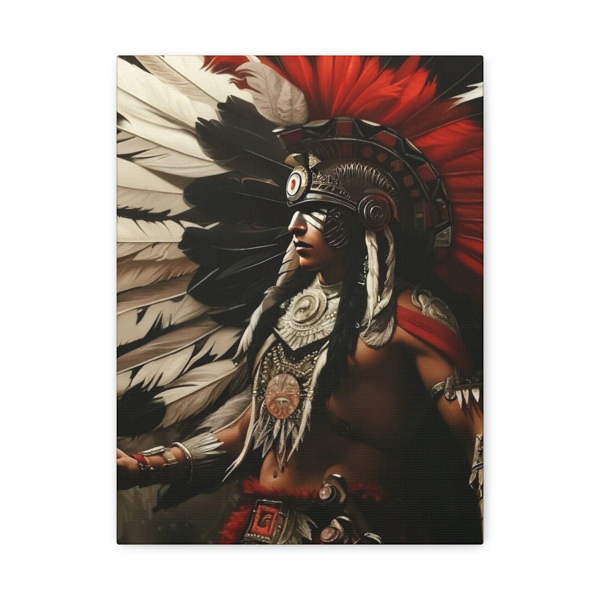Aztec Fierce Warrior – Bold Aztec Wall Art Canvas