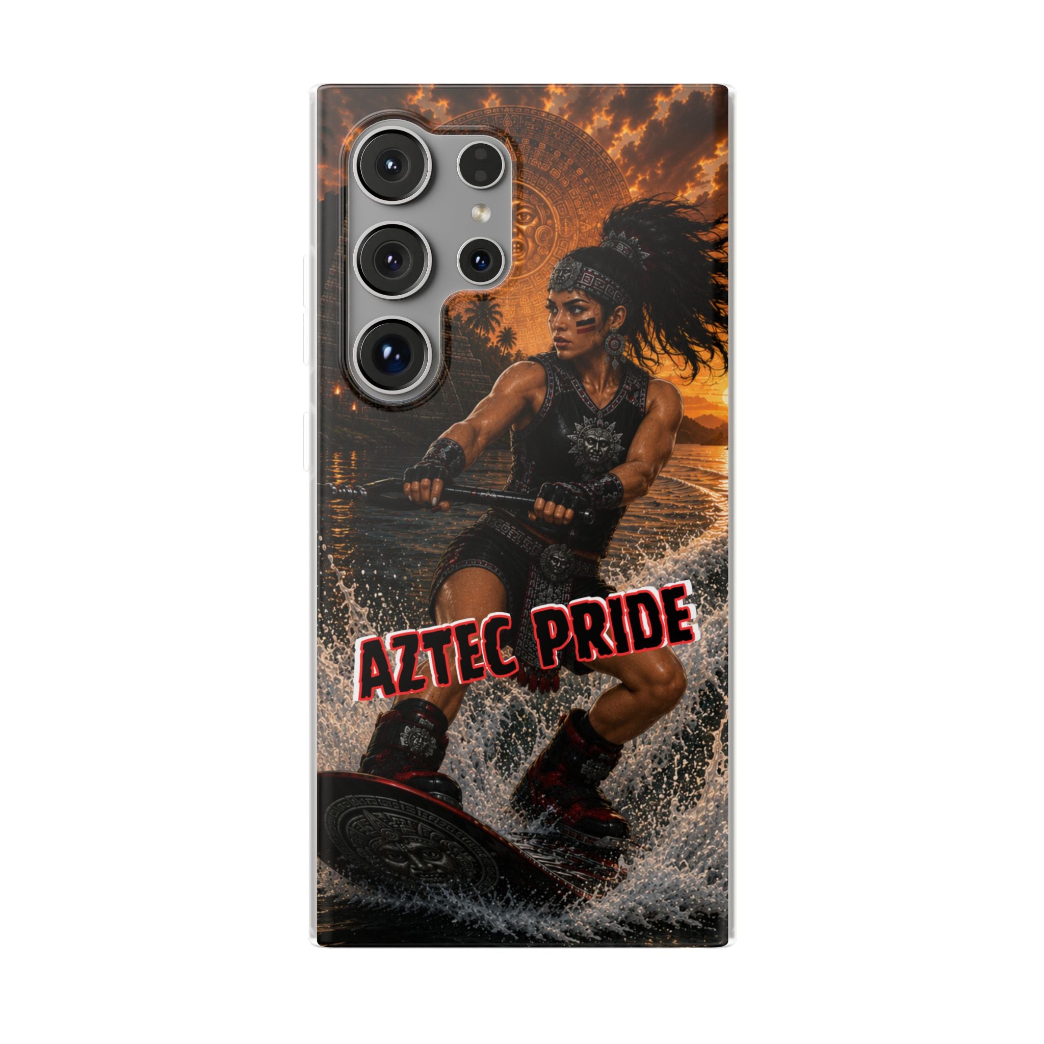 Aztec Wakeboard Female Warrior – Flexi Phone Case (iPhone & Samsung • Clear TPU • Made & Shipped in the USA • 🚚 FREE USA Shipping • Personalized Option)