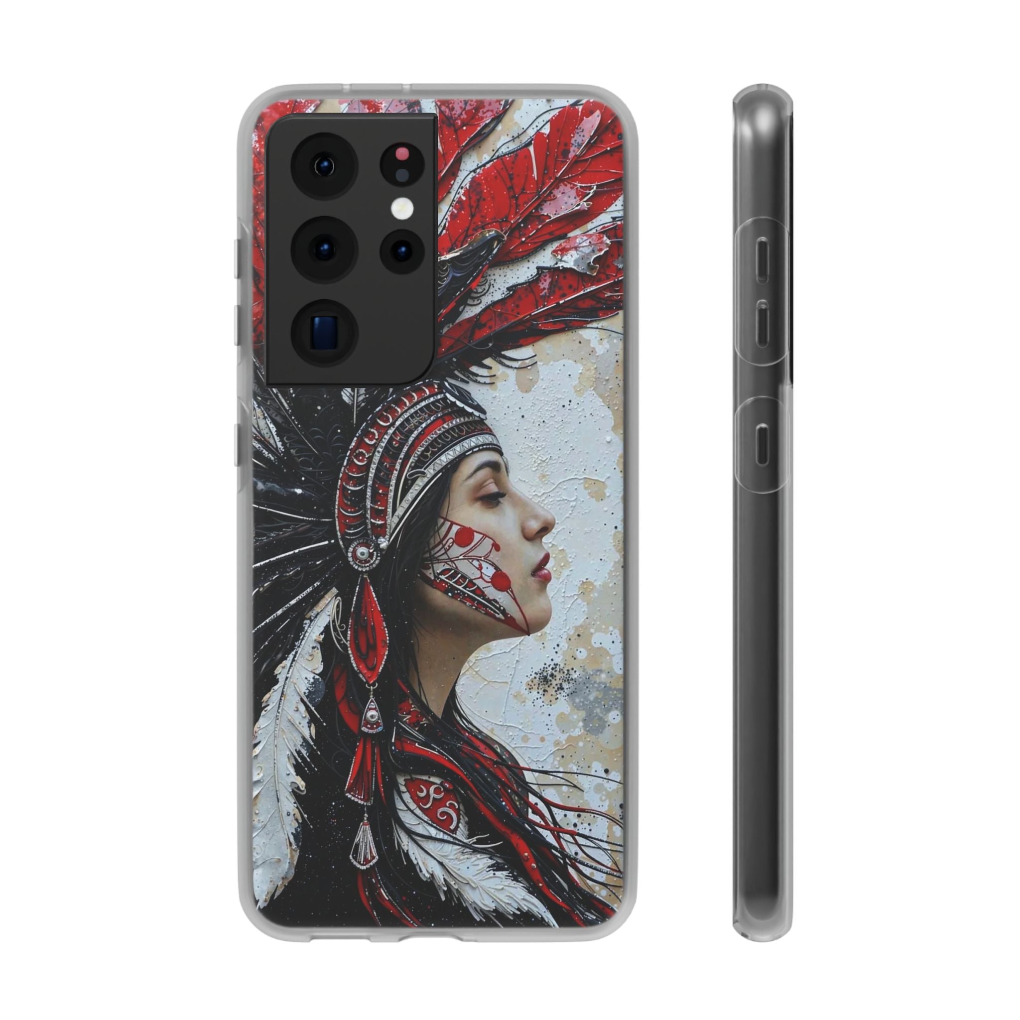 Aztec Silent Goddess – Flexi Phone Case (iPhone & Samsung • Clear TPU • Made in USA • Personalized Option)