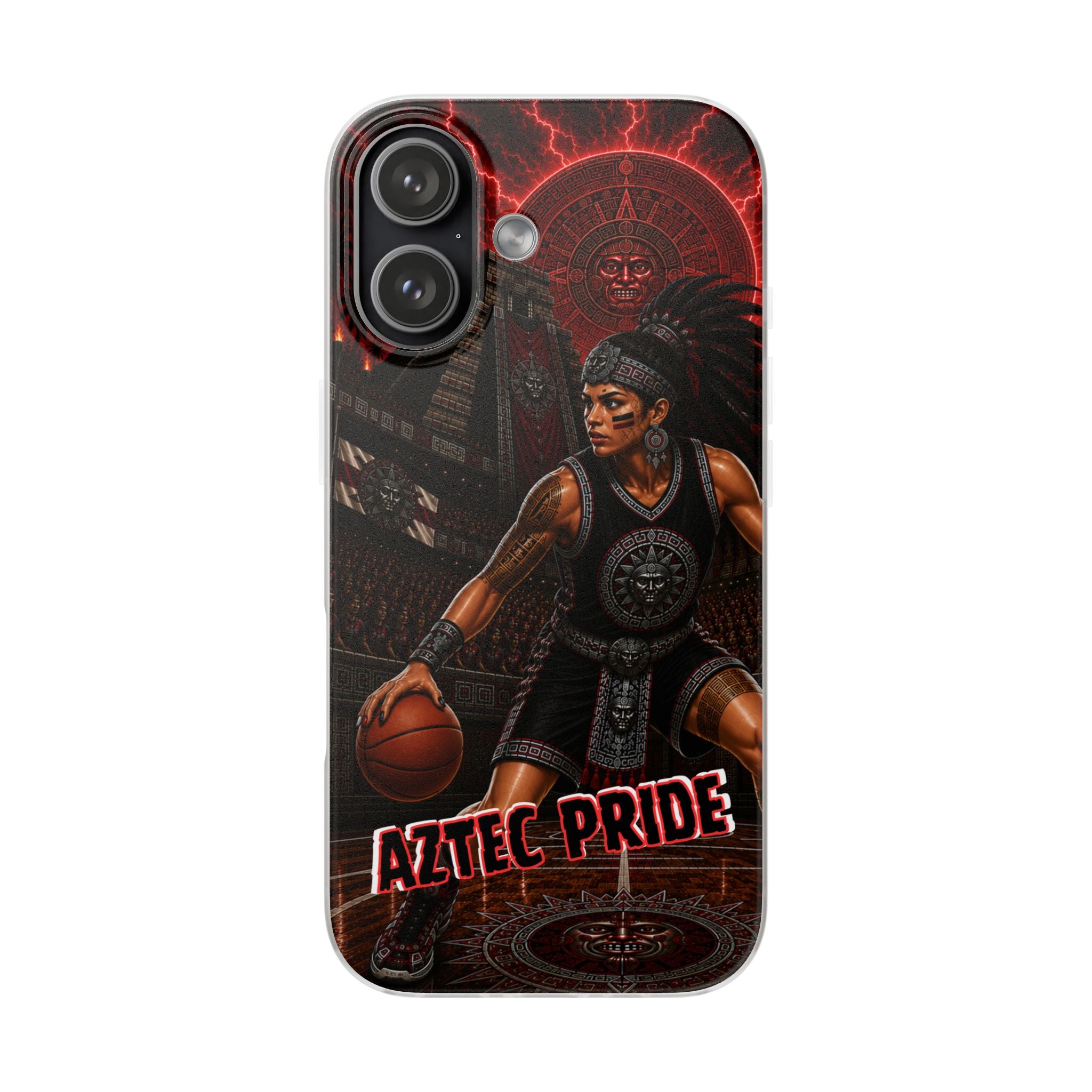 Aztec Basketball Female Warrior – Flexi Phone Case (iPhone & Samsung • Clear TPU • Made & Shipped in the USA • 🚚 FREE USA Shipping • Personalized Option)