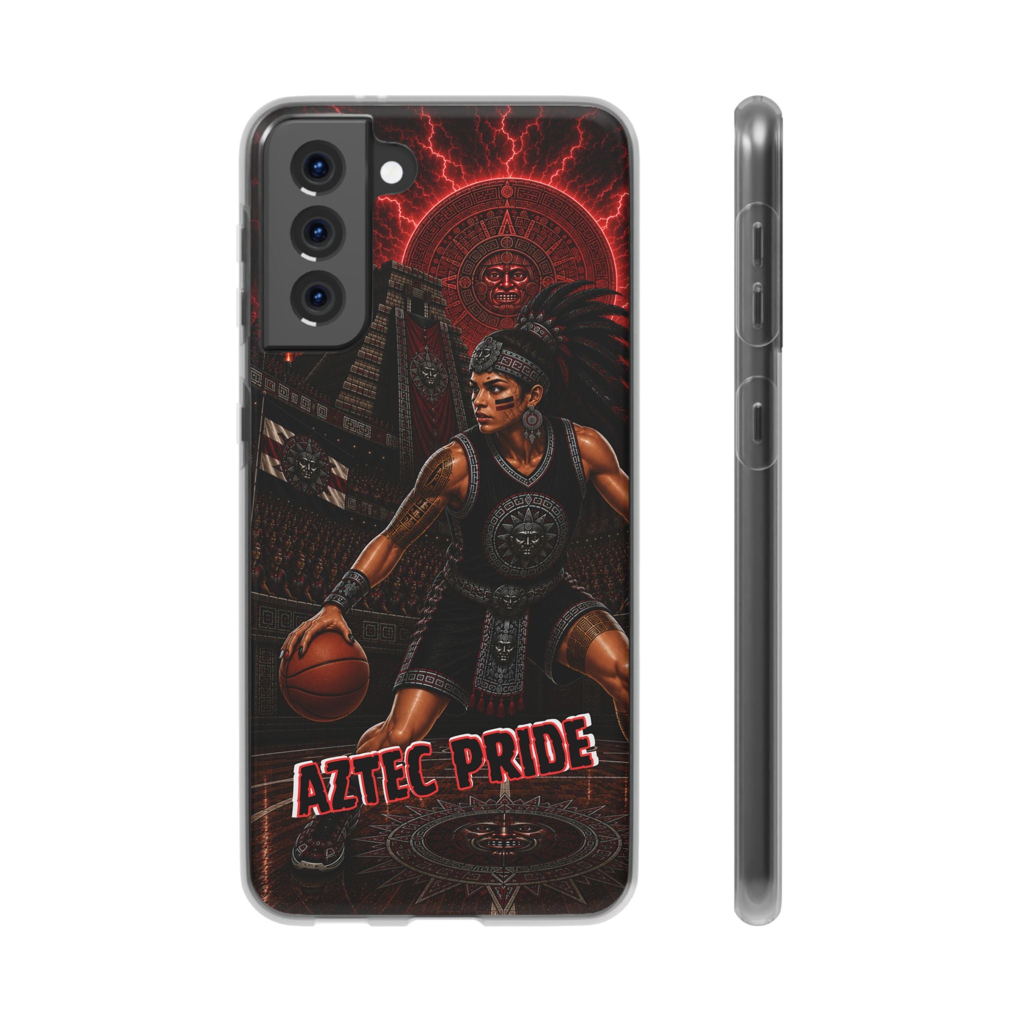 Aztec Basketball Female Warrior – Flexi Phone Case (iPhone & Samsung • Clear TPU • Made & Shipped in the USA • 🚚 FREE USA Shipping • Personalized Option)