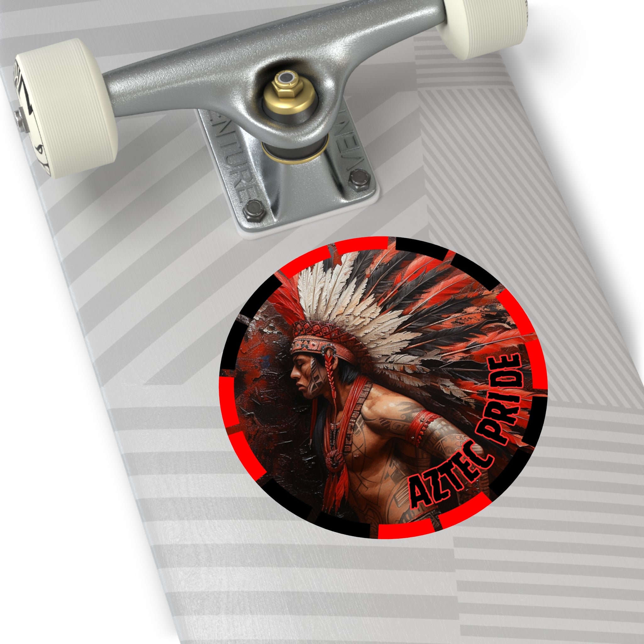 Aztec Noble Warrior Round Vinyl Sticker – Waterproof Matte Decal (2”–6”)