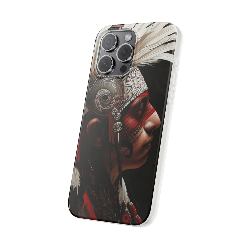Aztec Warrior King – Flexi Phone Case (iPhone & Samsung • Clear TPU • Made in USA • Personalized Option)