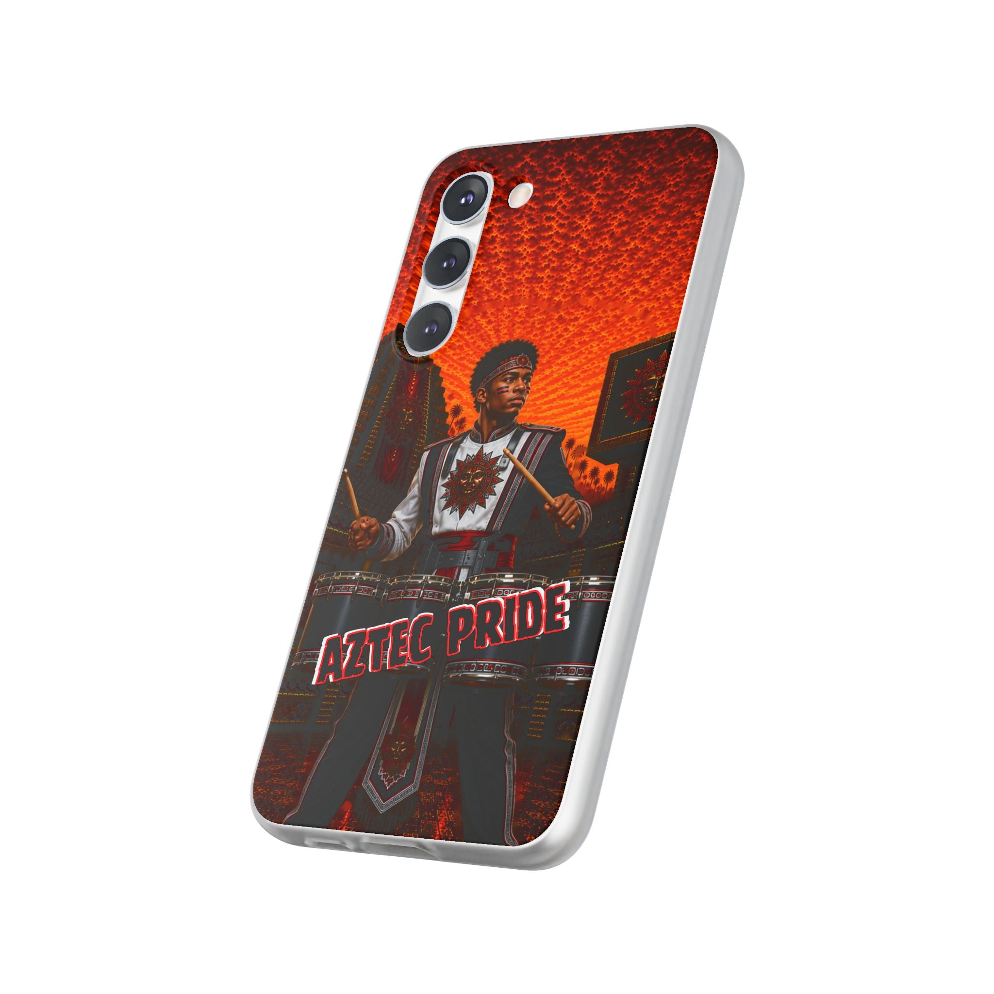 Aztec Band Warrior – Flexi Phone Case (iPhone & Samsung • Clear TPU • Made & Shipped in the USA • 🚚 FREE USA Shipping • Personalized Option)