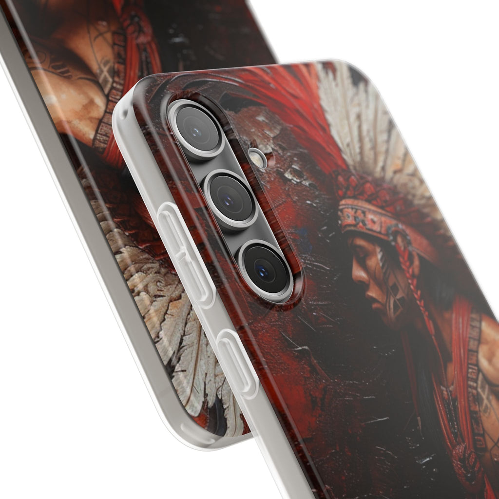 Aztec Noble Warrior – Flexi Phone Case (iPhone & Samsung • Clear TPU • Made in USA • Personalized Option)