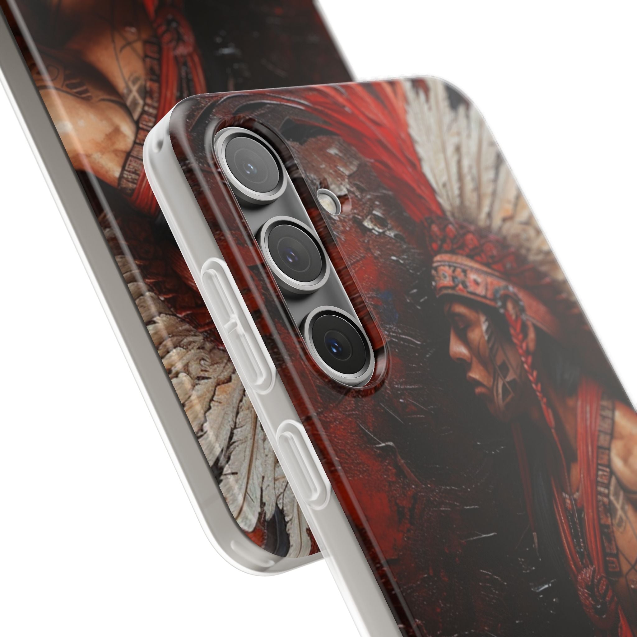 Aztec Noble Warrior – Flexi Phone Case (iPhone & Samsung • Clear TPU • Made in USA • Personalized Option)