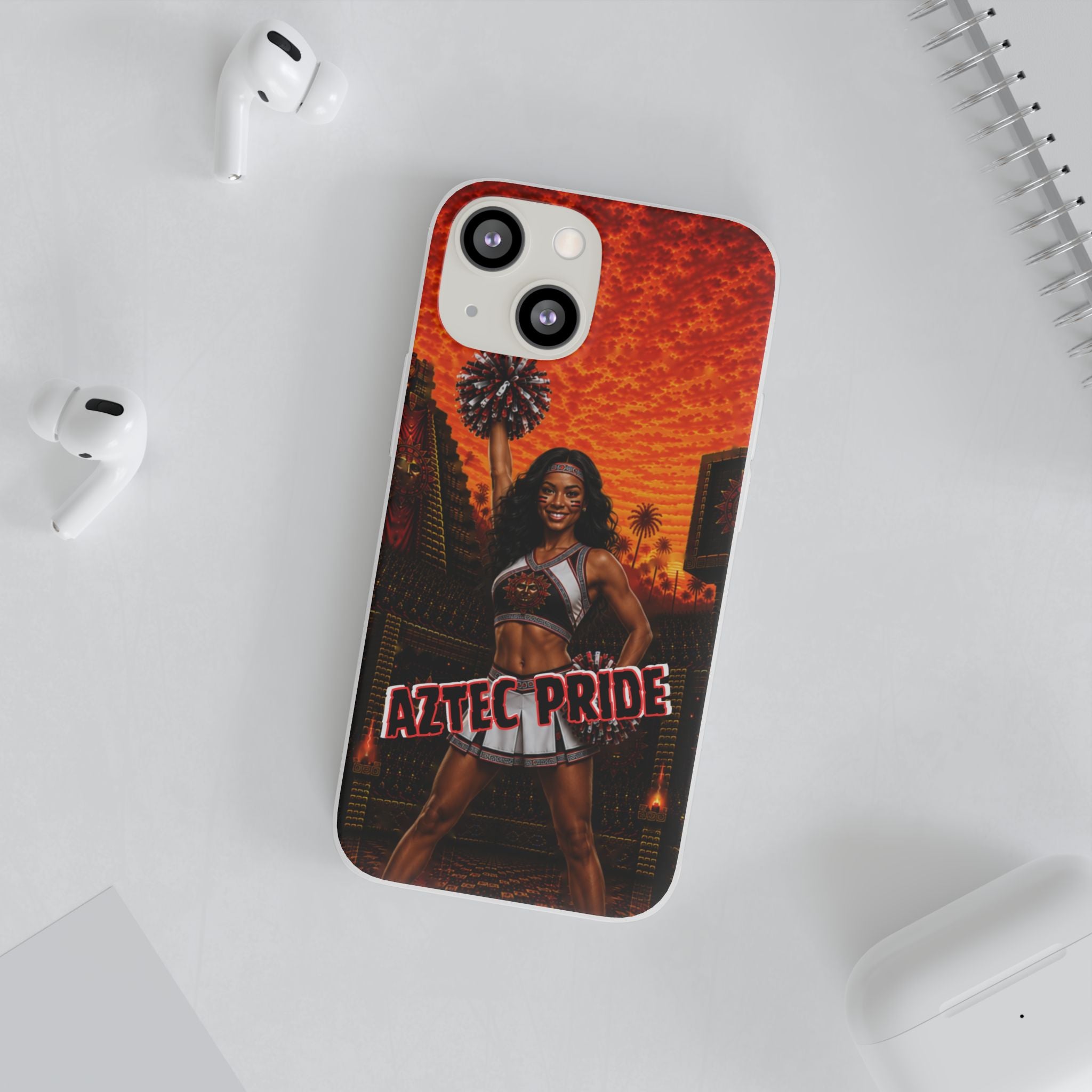 Aztec Cheerleader Warrior – Flexi Phone Case (iPhone & Samsung • Clear TPU • Made & Shipped in the USA • 🚚 FREE USA Shipping • Personalized Option)