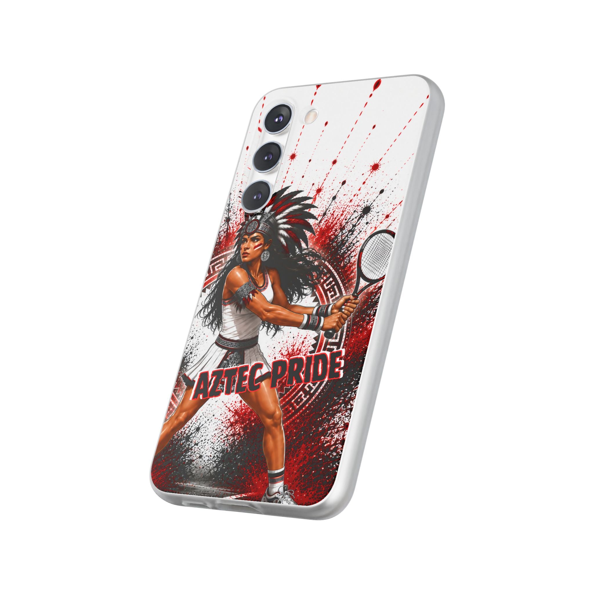 Aztec Tennis Female Warrior – Flexi Phone Case (iPhone & Samsung • Clear TPU • Made & Shipped in the USA • 🚚 FREE USA Shipping • Personalized Option)