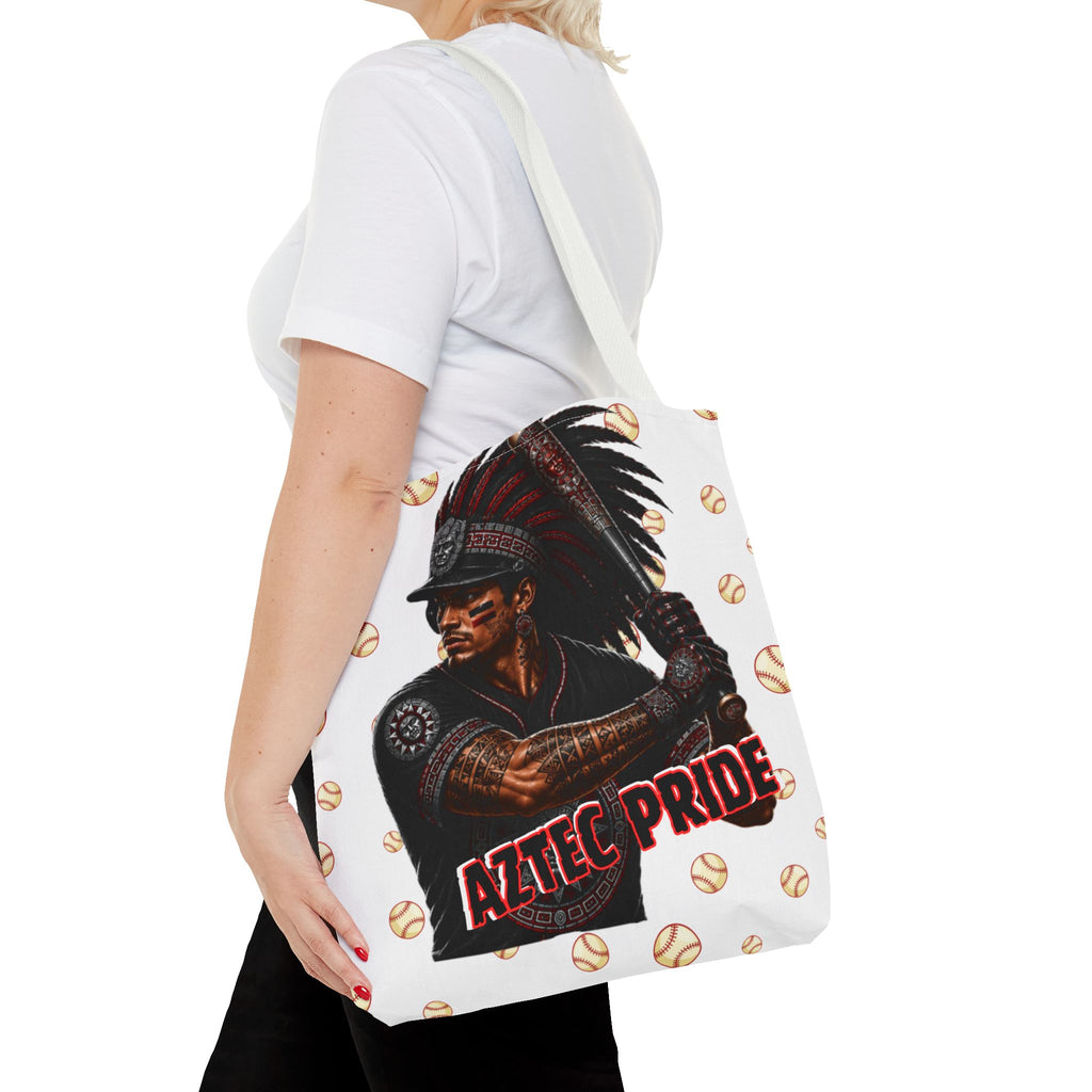 Aztec Baseball Warrior Tote Bag | Aztec-Inspired AI Art • Made & Shipped in the USA • 🚚 FREE USA Shipping • FREE Personalization