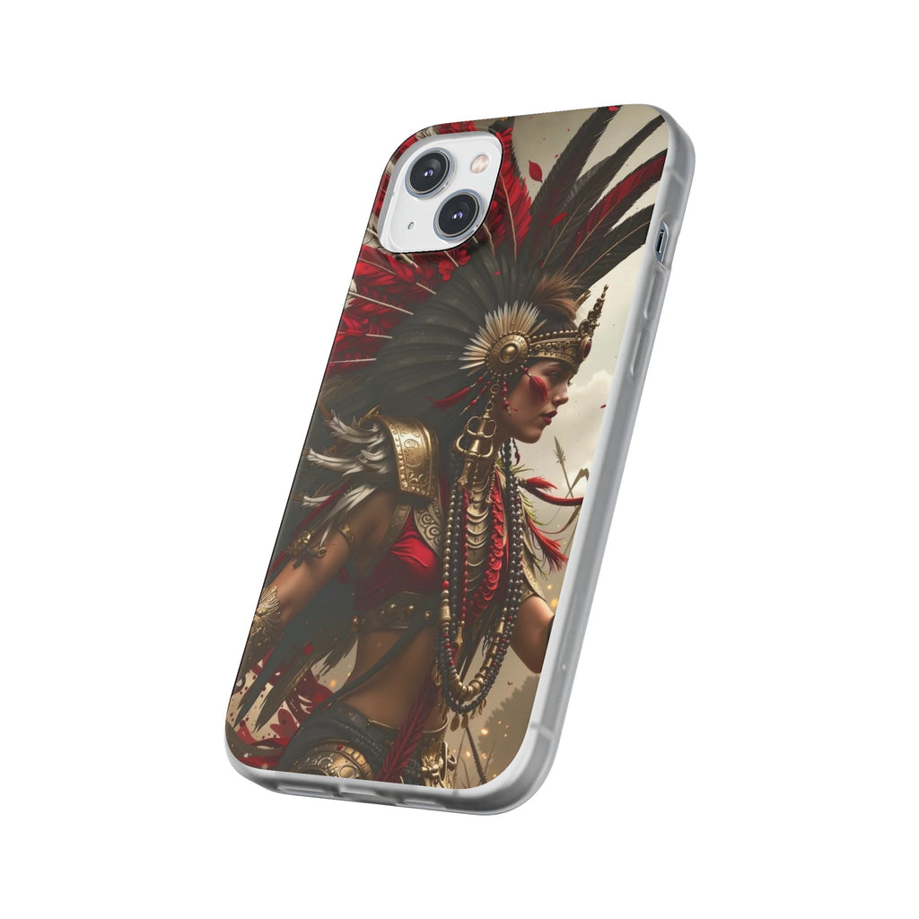 Aztec Warrior Queen – Flexi Phone Case (iPhone & Samsung • Clear TPU • Made in USA • Personalized Option)