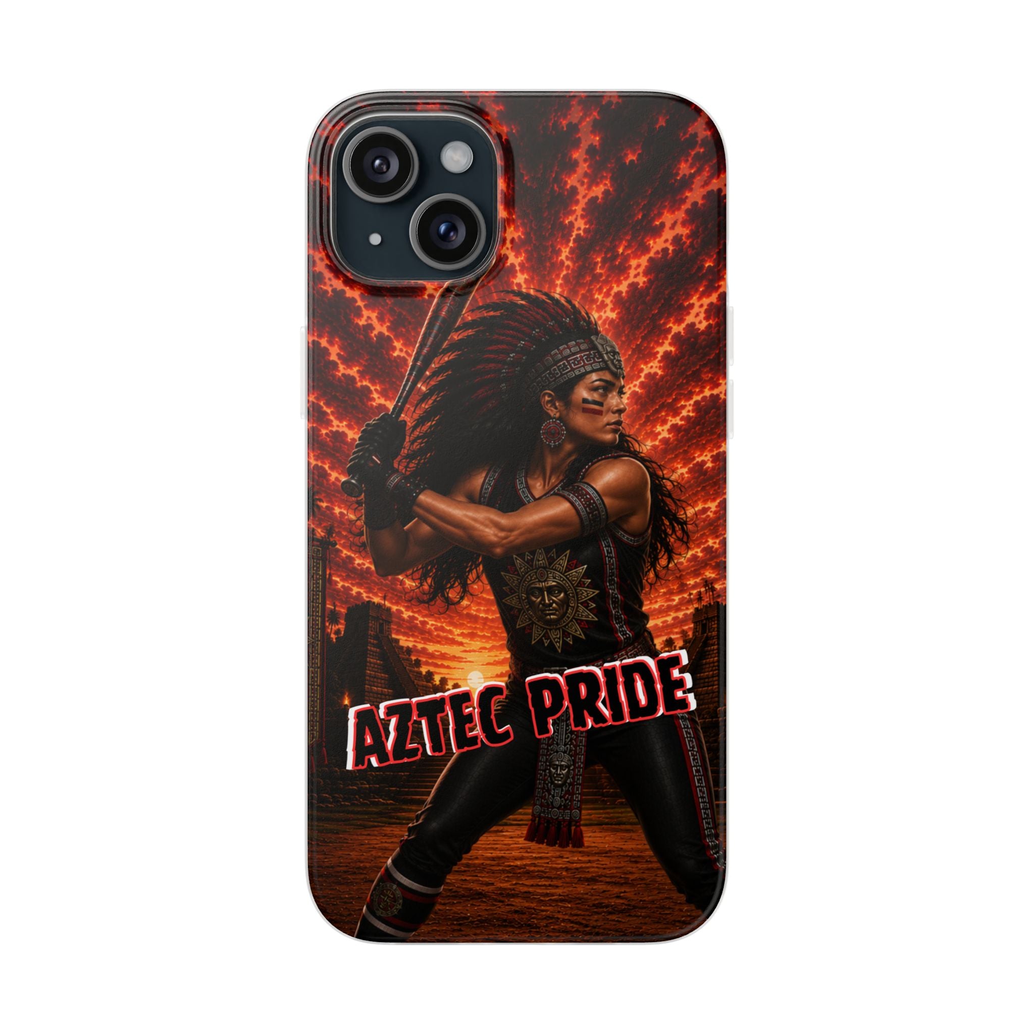 Aztec Softball Warrior – Flexi Phone Case (iPhone & Samsung • Clear TPU • Made & Shipped in the USA • 🚚 FREE USA Shipping • Personalized Option)